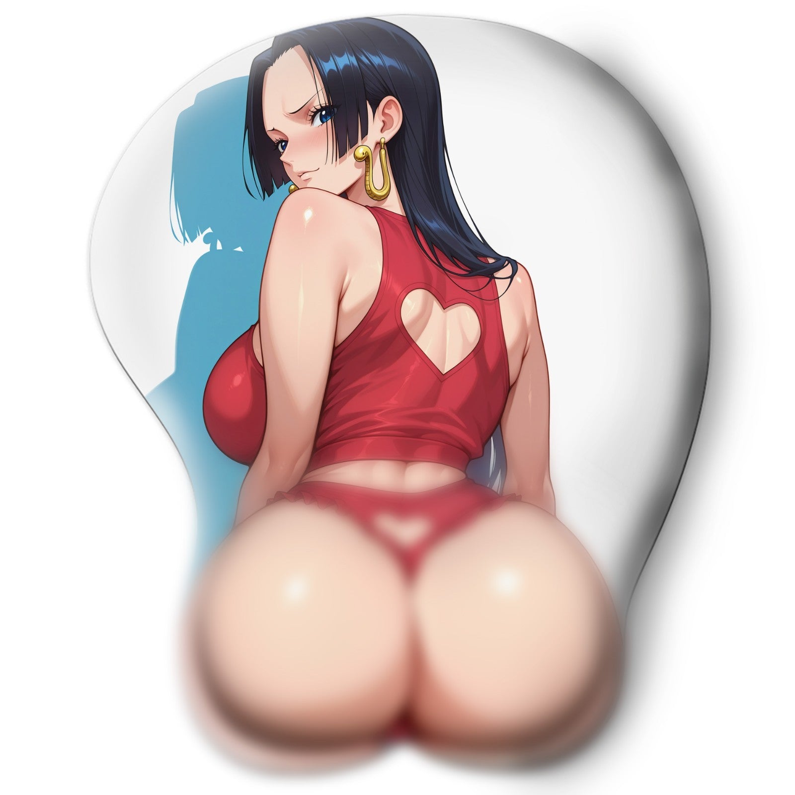 3D butt Anime Mouse Pad with Silicone Wrist Support, Non-Slip Ergonomic Shape, One Piece anime Character Boa Hancock #02