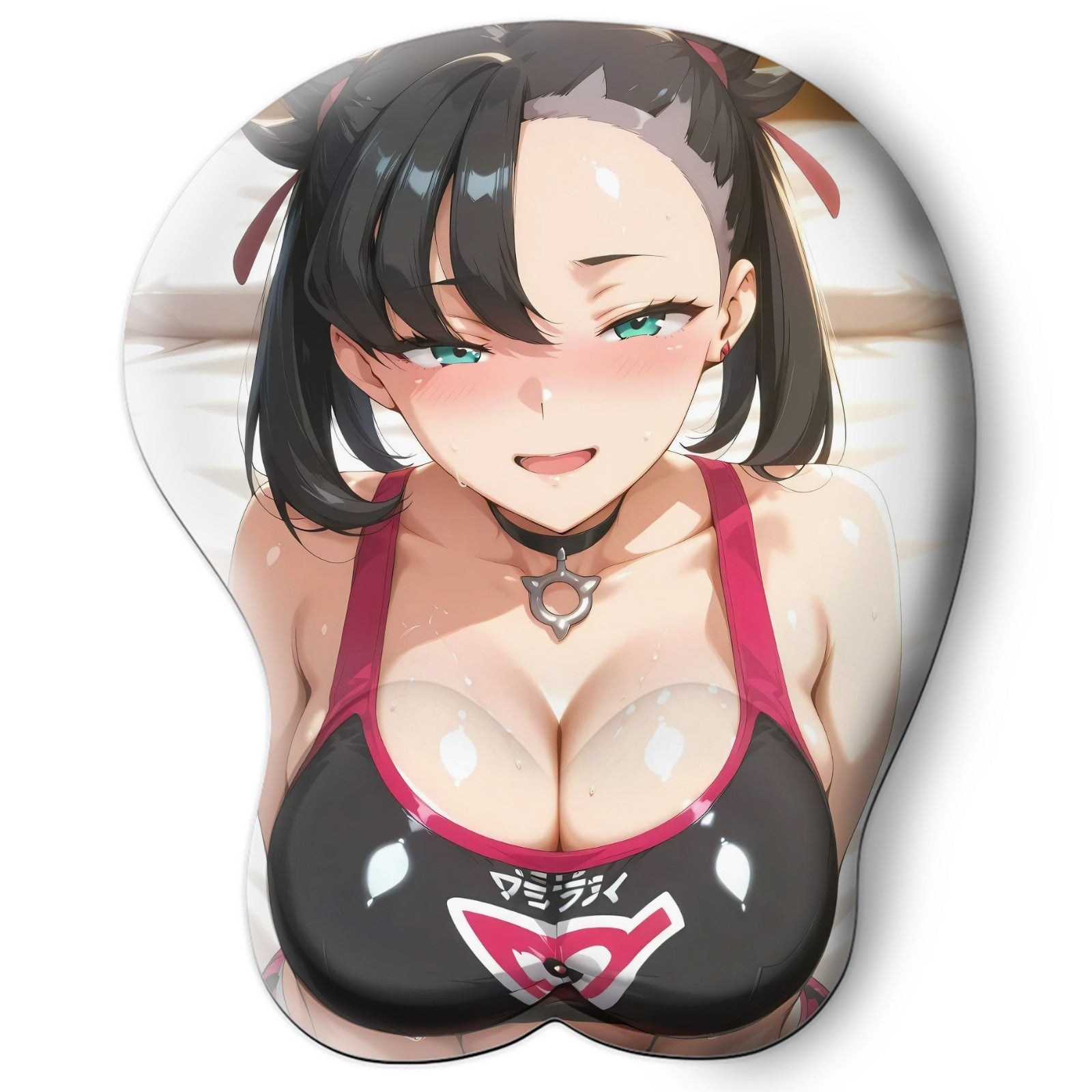 3D oppai Anime Mouse Pad with Silicone Wrist Support, Non-Slip Ergonomic Shape, Pokemon Anime Character Marnie #01