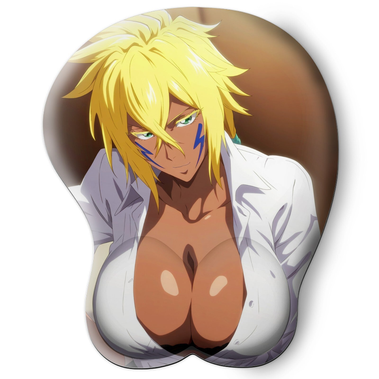3D oppai Anime Mouse Pad with Silicone Wrist Support, Non-Slip Ergonomic Shape, Bleach anime Character Harribel  #02