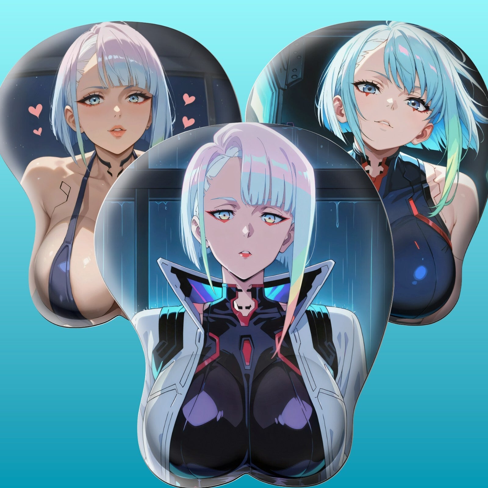 3D Oppai Anime Mouse Pad with Wrist Rest by Cyberpunk  Lucyna Kushinada(Lucy)#01