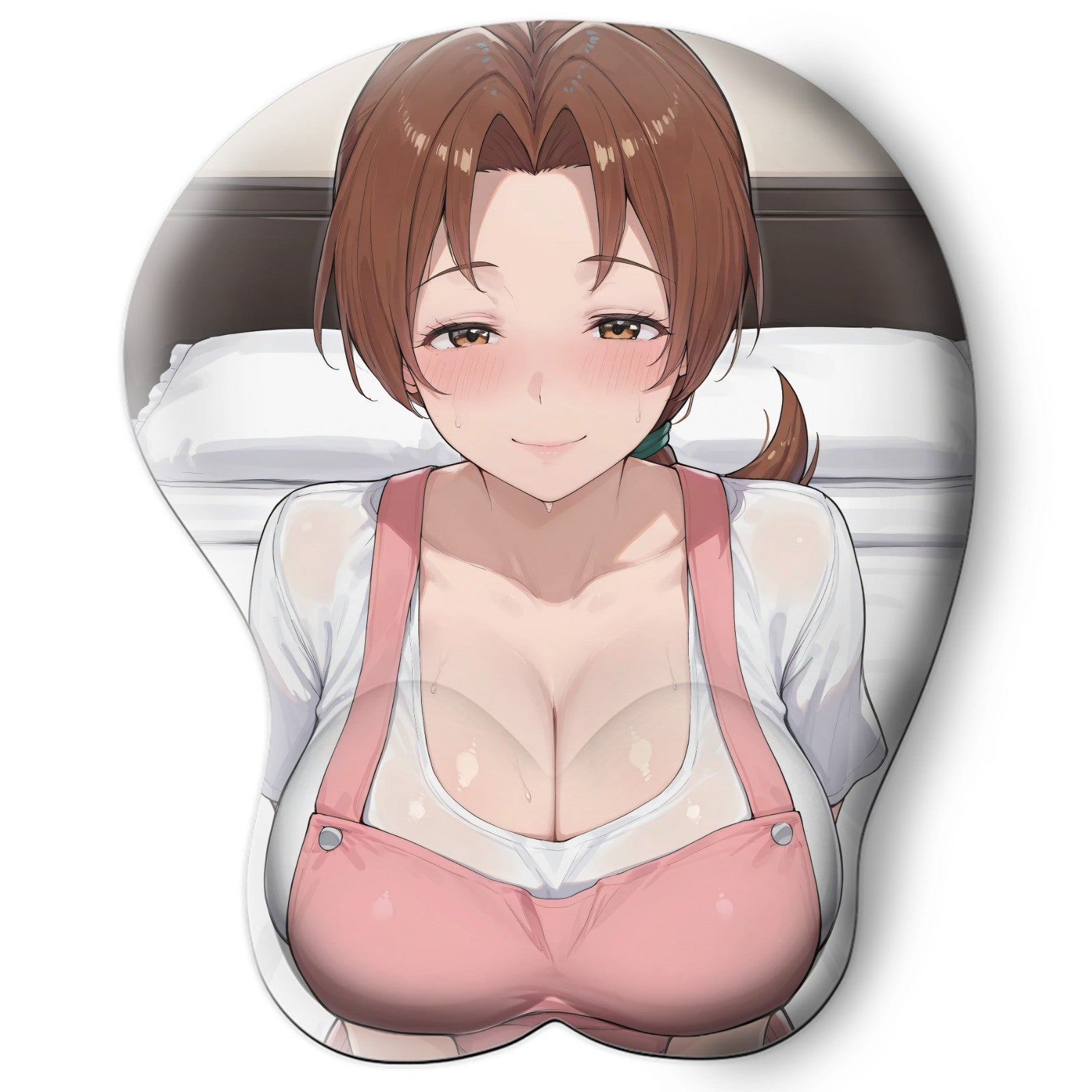 3D oppai Anime Mouse Pad with Silicone Wrist Support, Non-Slip Ergonomic Shape, Pokemon Anime Character Delia  #01