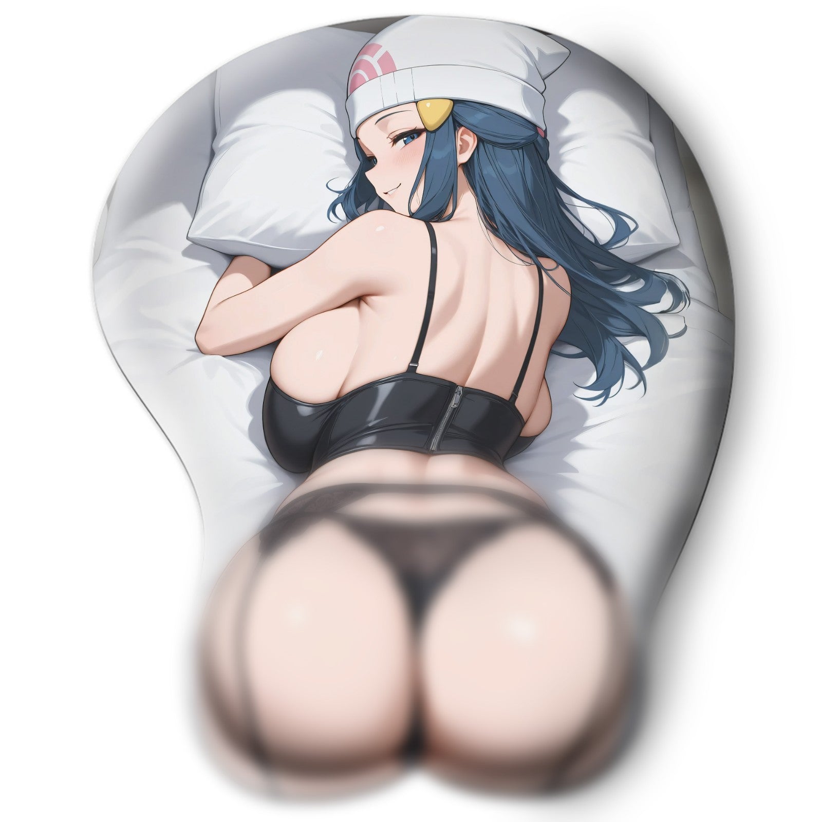 3D butt Anime Mouse Pad with Silicone Wrist Support, Non-Slip Ergonomic Shape, Pokemon anime Character Dawn  #02