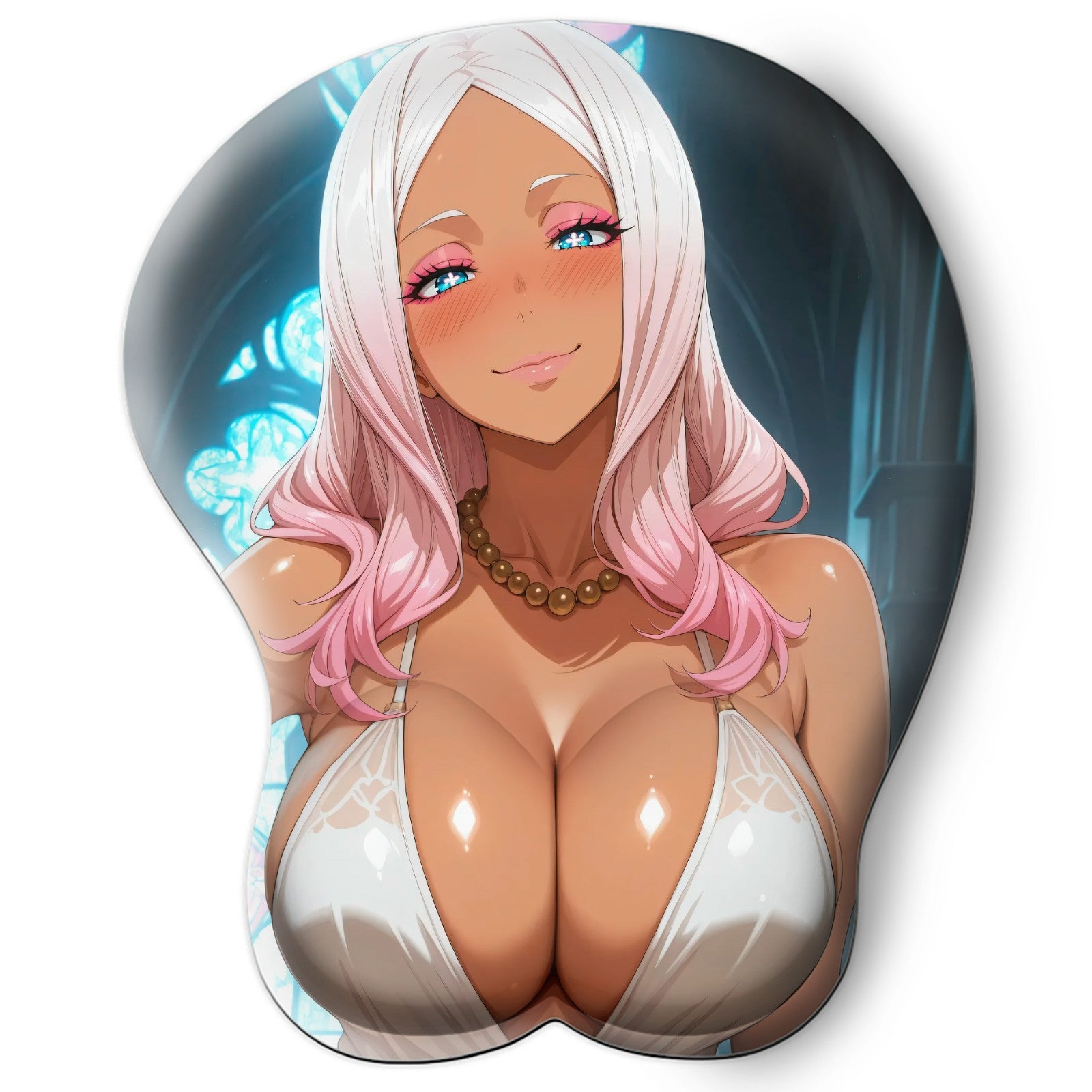 3D oppai Anime Mouse Pad with Silicone Wrist Support, Non-Slip Ergonomic Shape, Fire Force Anime Character Hibana #01