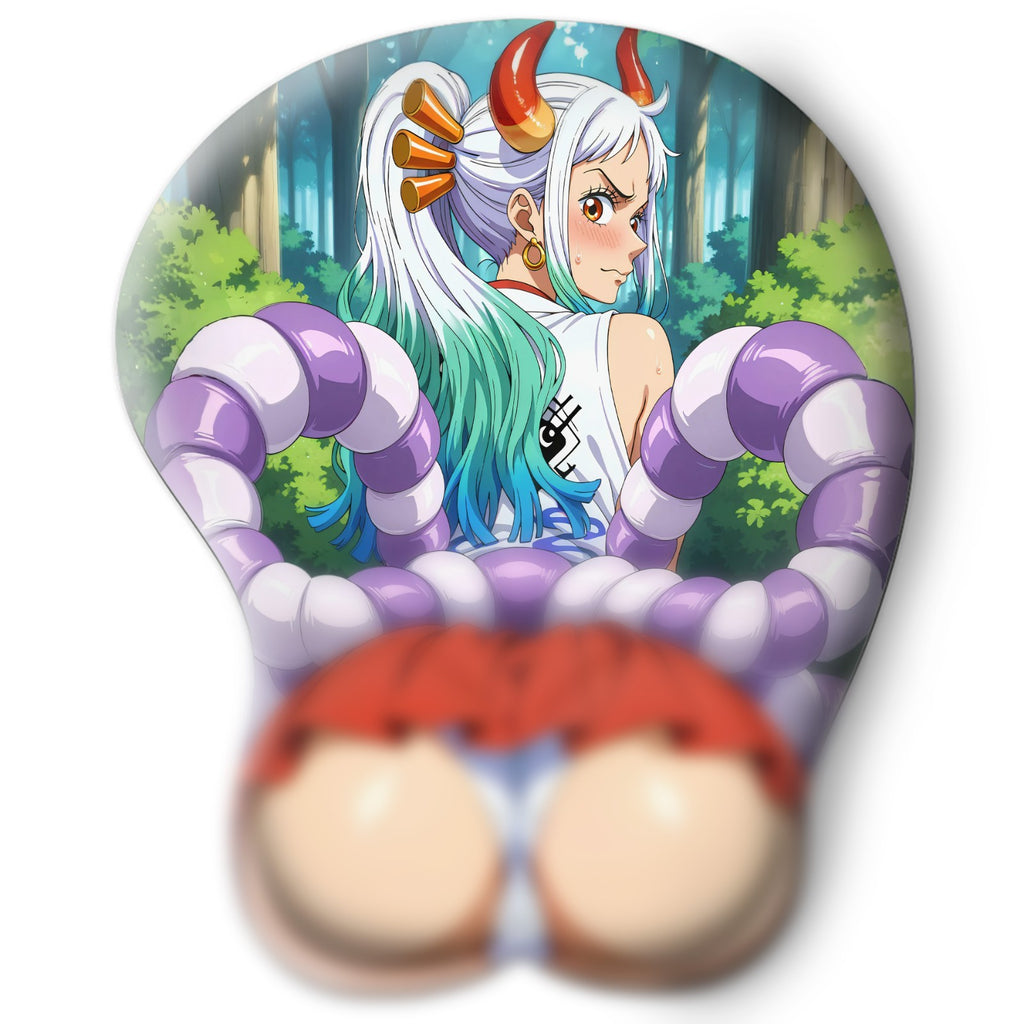 3D butt Anime Mouse Pad with Silicone Wrist Support, Non-Slip Ergonomic Shape, One Piece anime Character Yamato #02