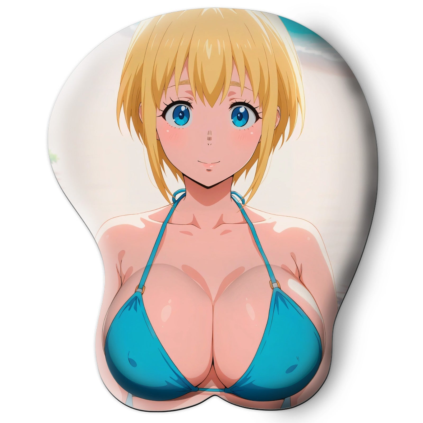3D oppai Anime Mouse Pad with Silicone Wrist Support, Non-Slip Ergonomic Shape, Fire Force Anime Character Iris #01