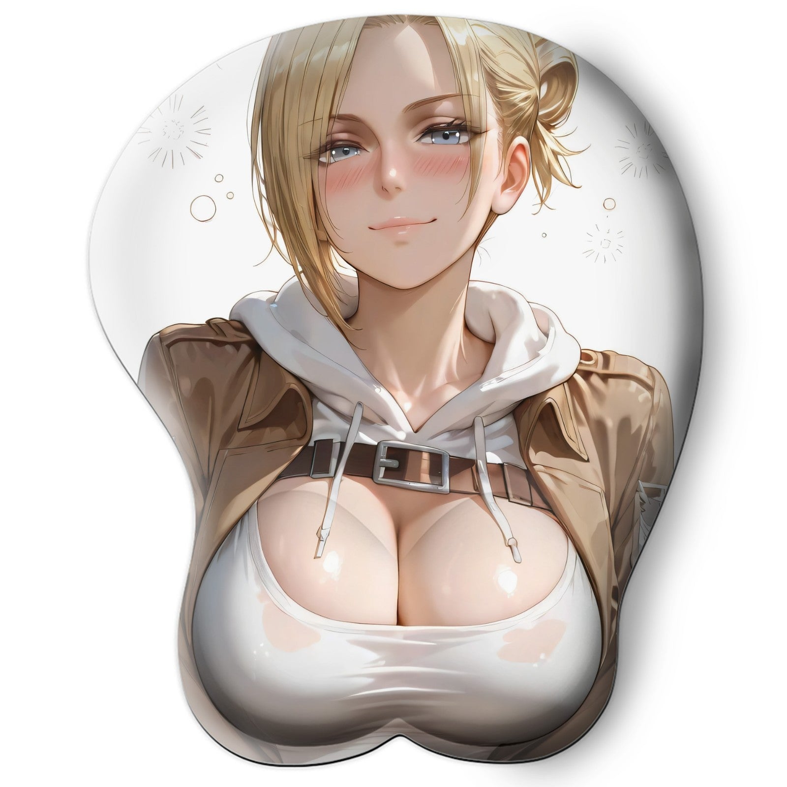 3D oppai Anime Mouse Pad with Silicone Wrist Support, Non-Slip Ergonomic Shape, Attack on Titan anime Character Annie #01