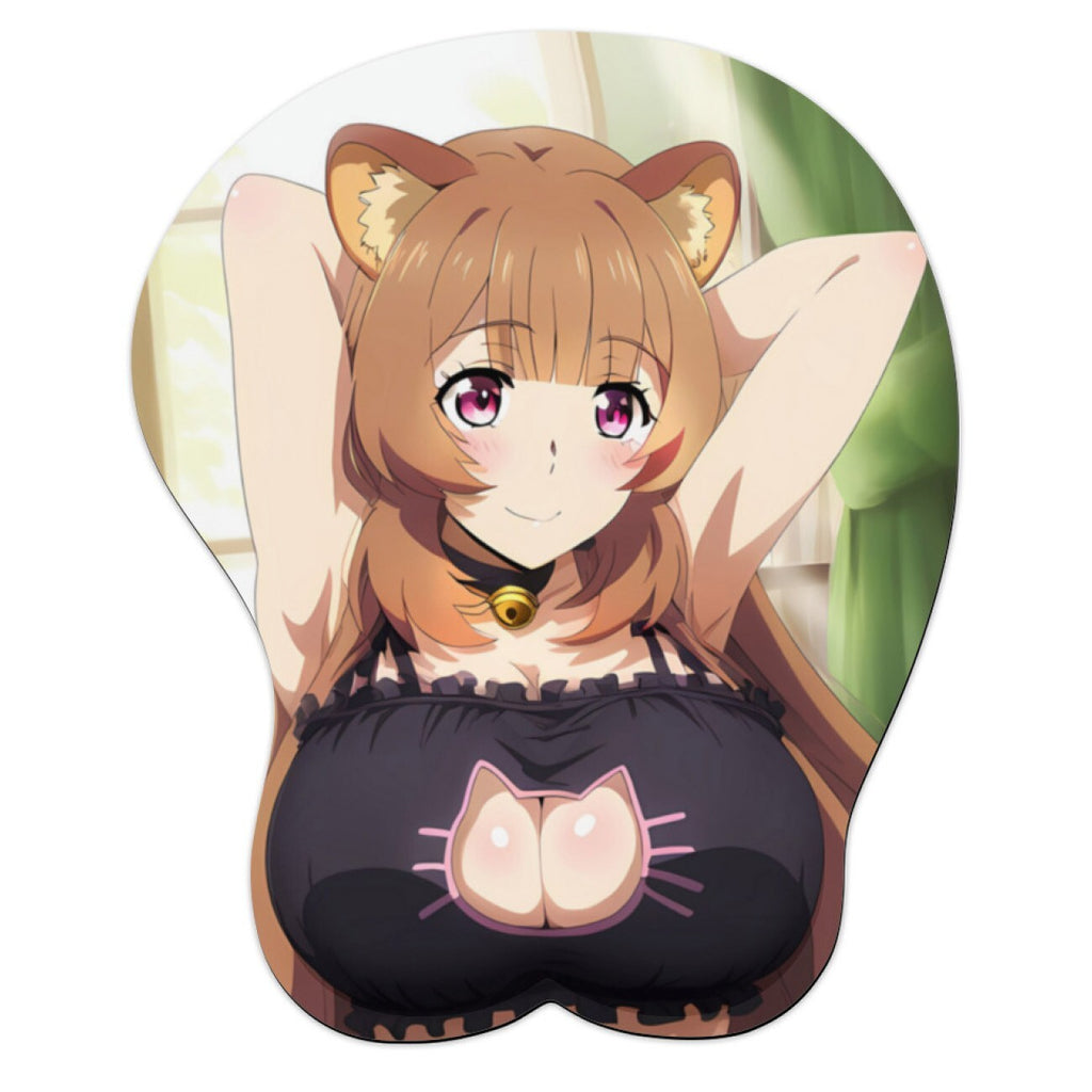 3D oppai Anime Mouse Pad with Wrist Rest by Shield Hero Raphtalia Silica #01