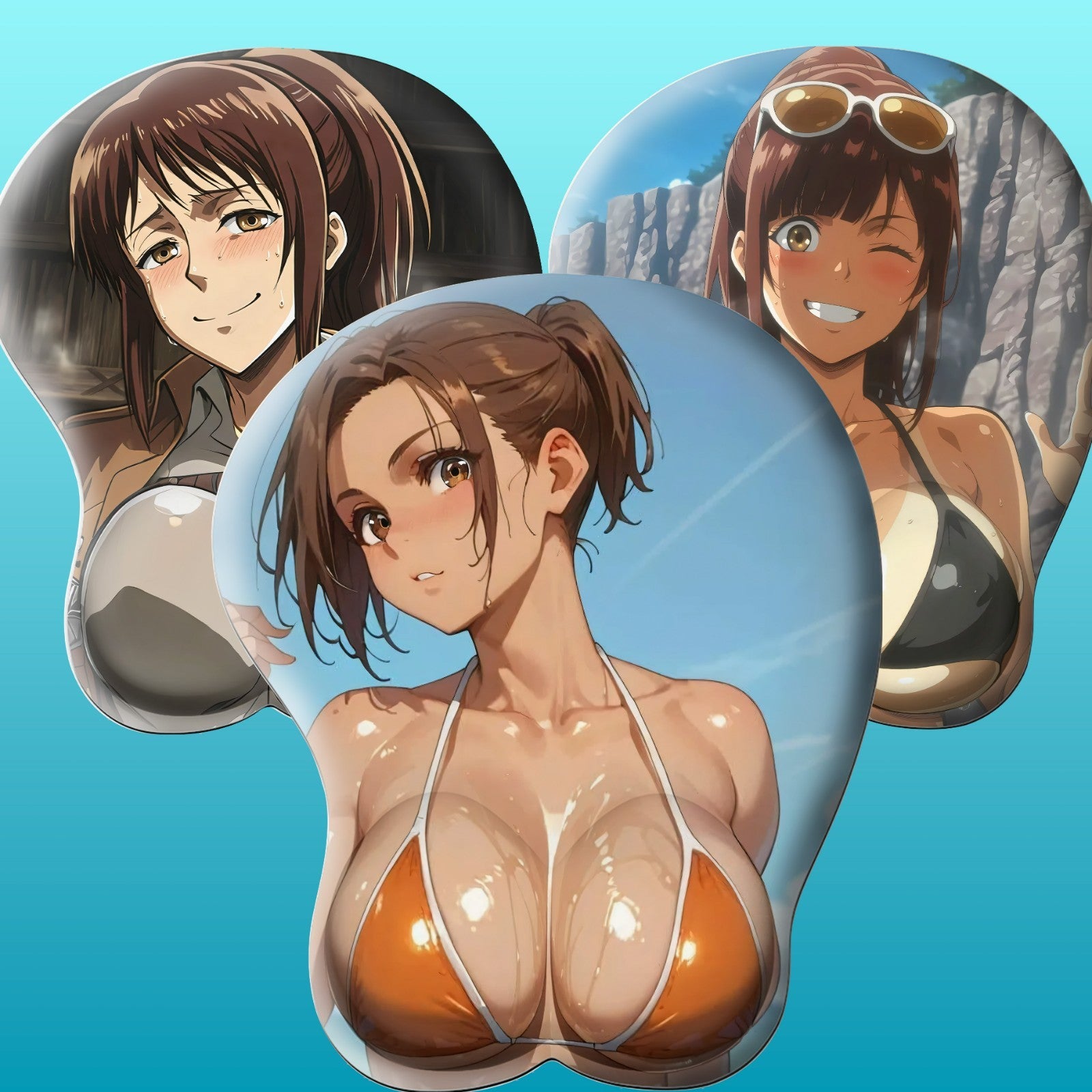 3D Oppai Anime Mouse Pad with Ergonomic Wrist Support XL, New Sasha #01