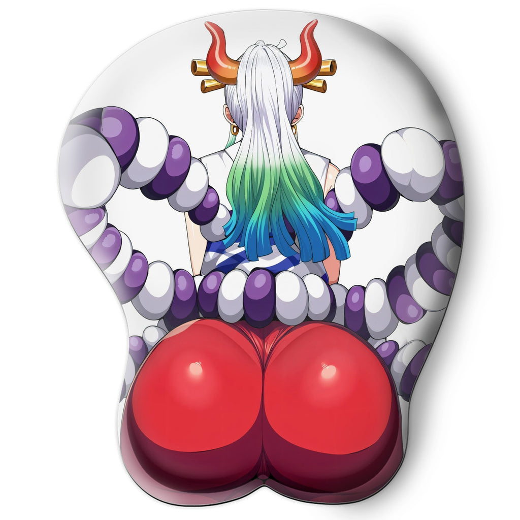 3D butt Anime Mouse Pad with Silicone Wrist Support, Non-Slip Ergonomic Shape, One Piece anime Character Yamato #02