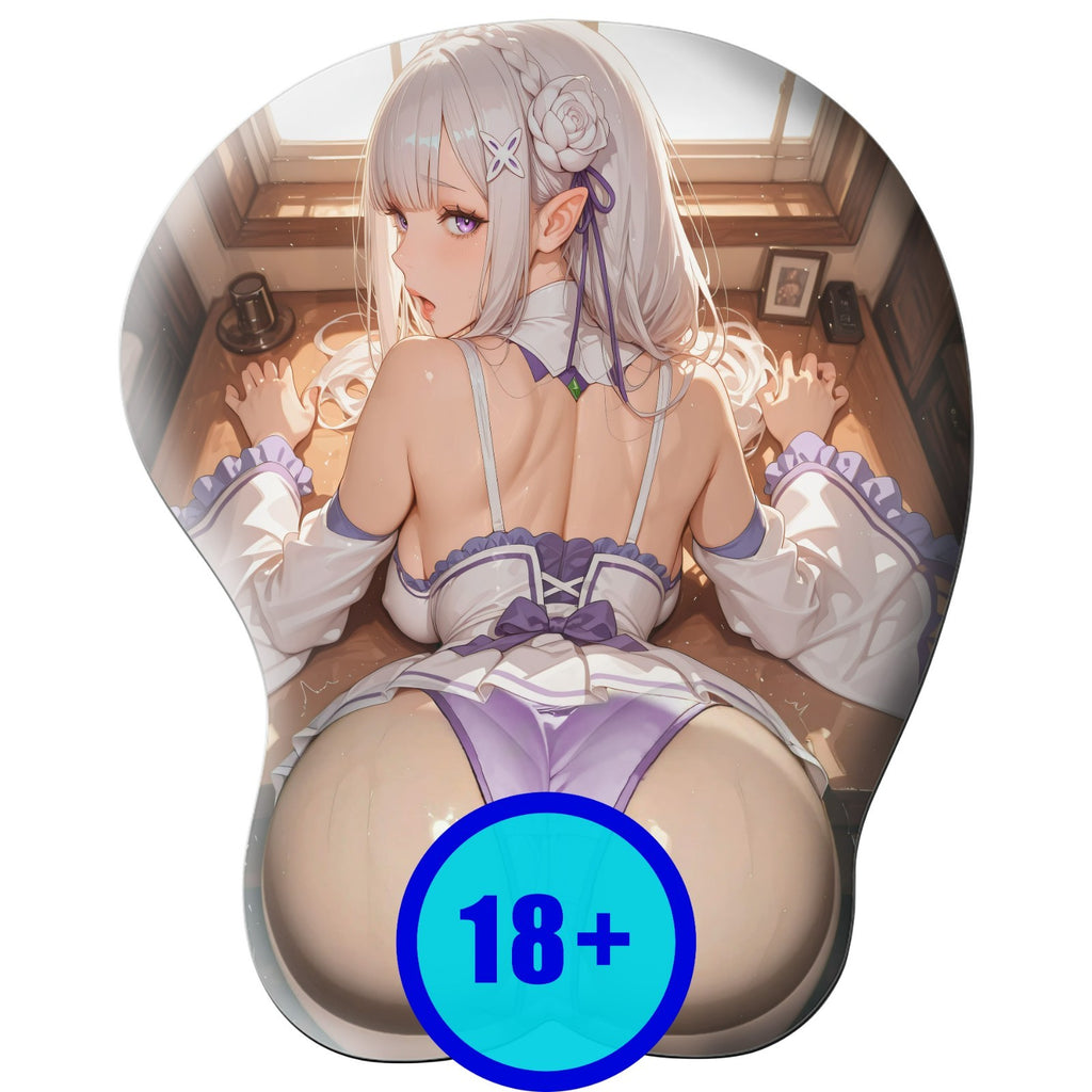 3D butt Anime Mouse Pad with Wrist Rest by Re:Zero Emilia #02