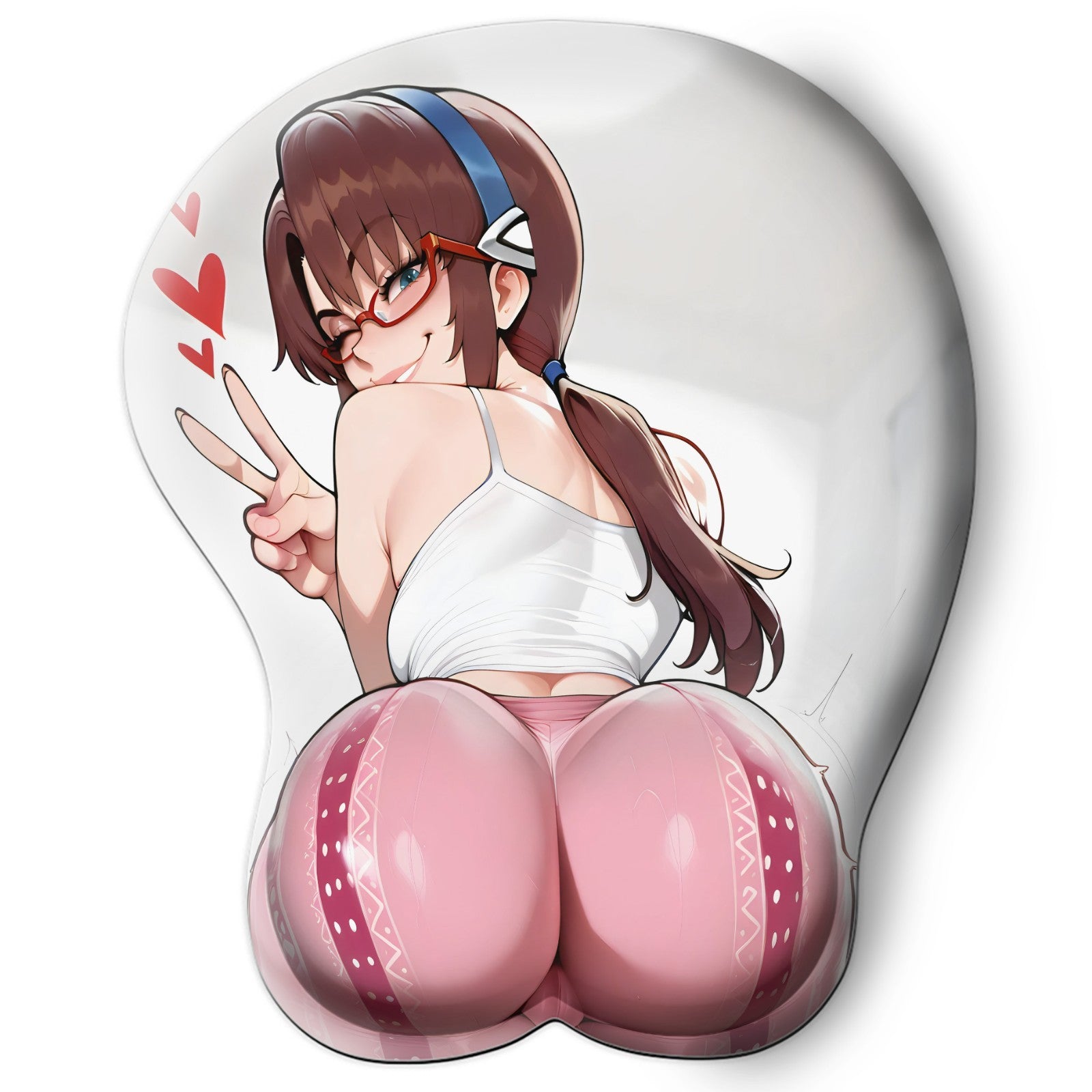 3D butt Anime Mouse Pad with Silicone Wrist Support, Non-Slip Ergonomic Shape, Evangelion anime Character Mari mikinami #02