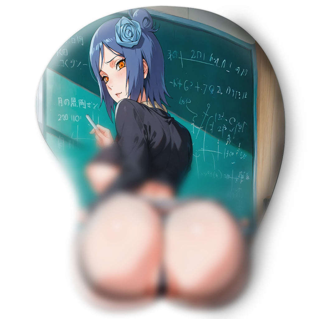 3D butt Anime Mouse Pad with Silicone Wrist Support, Non-Slip Ergonomic Shape, Naruto anime Character Konan #02