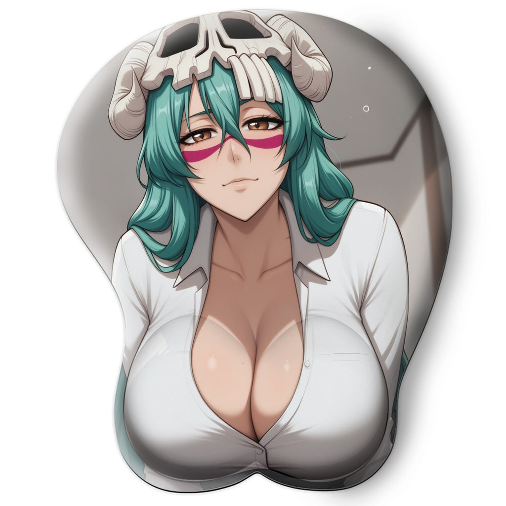 3D oppai Anime Mouse Pad with Silicone Wrist Support, Non-Slip Ergonomic Shape, Bleach Anime Character Nell Tu #02