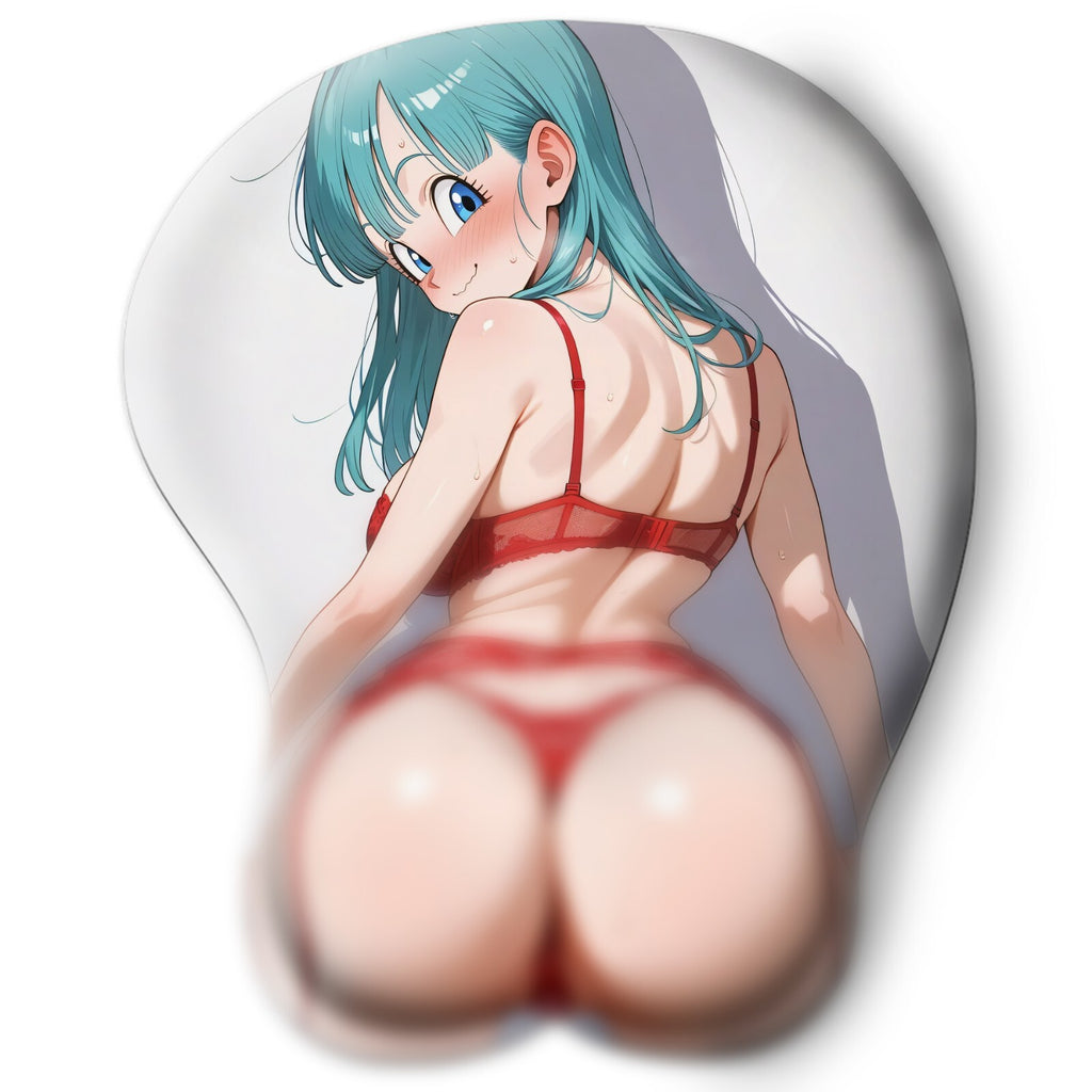 3D butt Anime Mouse Pad with Silicone Wrist Support, Non-Slip Ergonomic Shape, Dragon Ball anime Character Bulma #02
