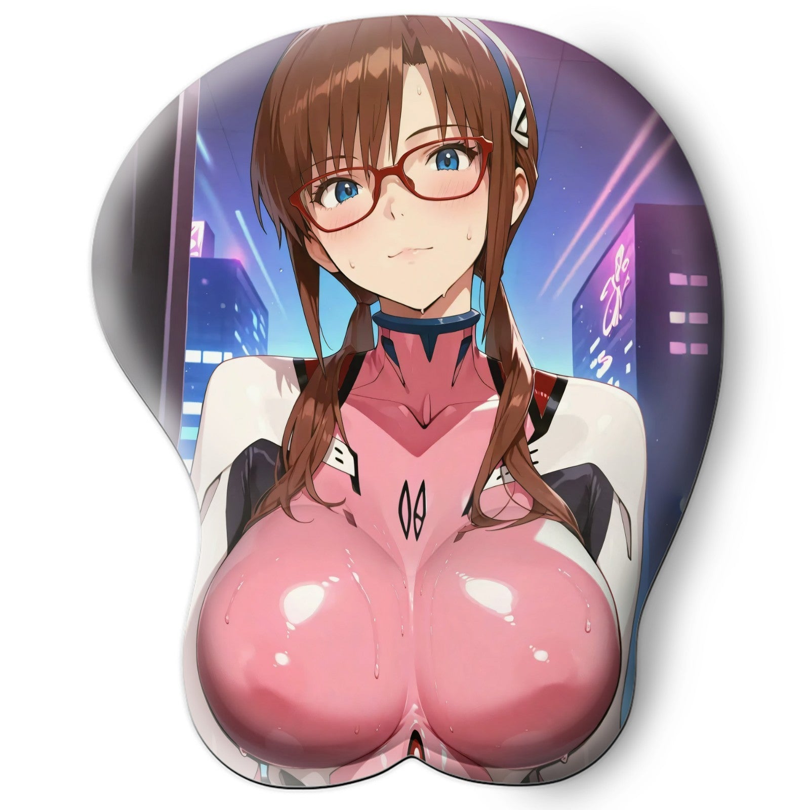 3D oppai Anime Mouse Pad with Silicone Wrist Support, Non-Slip Ergonomic Shape, One Piece anime Character Mari mikinami #01