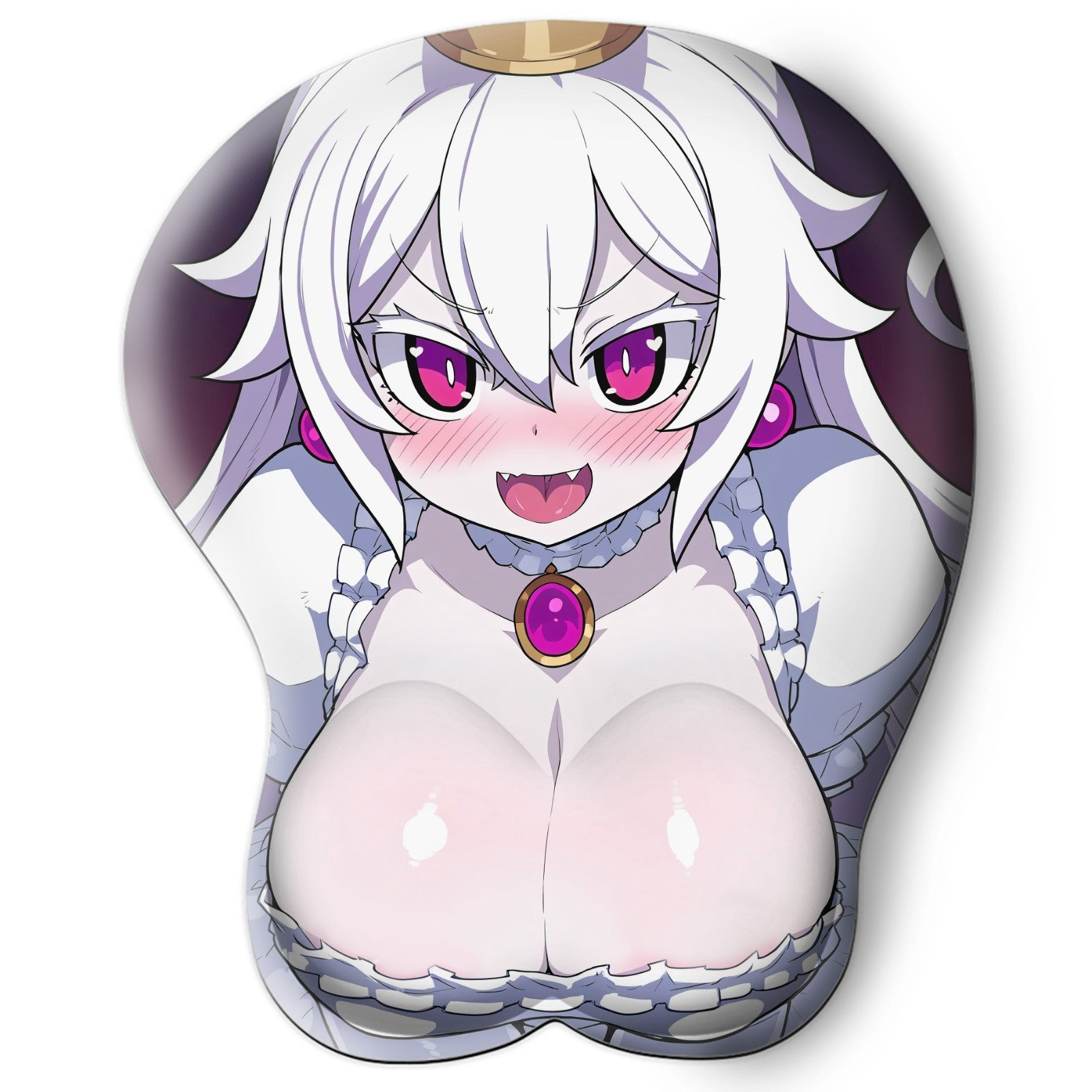 3D oppai Anime Mouse Pad with Silicone Wrist Support, Non-Slip Ergonomic Shape, Super Mario Game Character Boosette #01