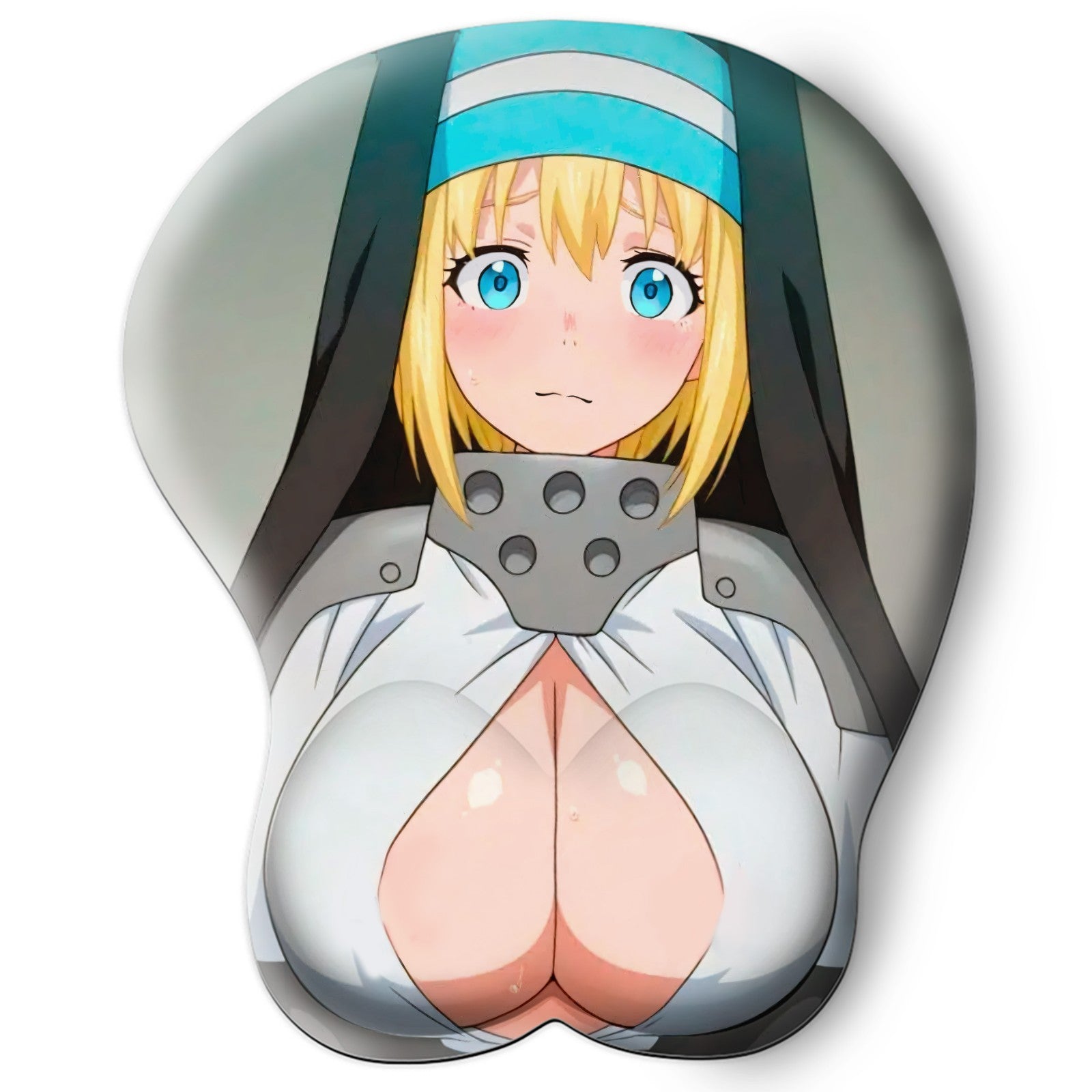 3D oppai Anime Mouse Pad with Silicone Wrist Support, Non-Slip Ergonomic Shape, Fire Force Anime Character Iris #01