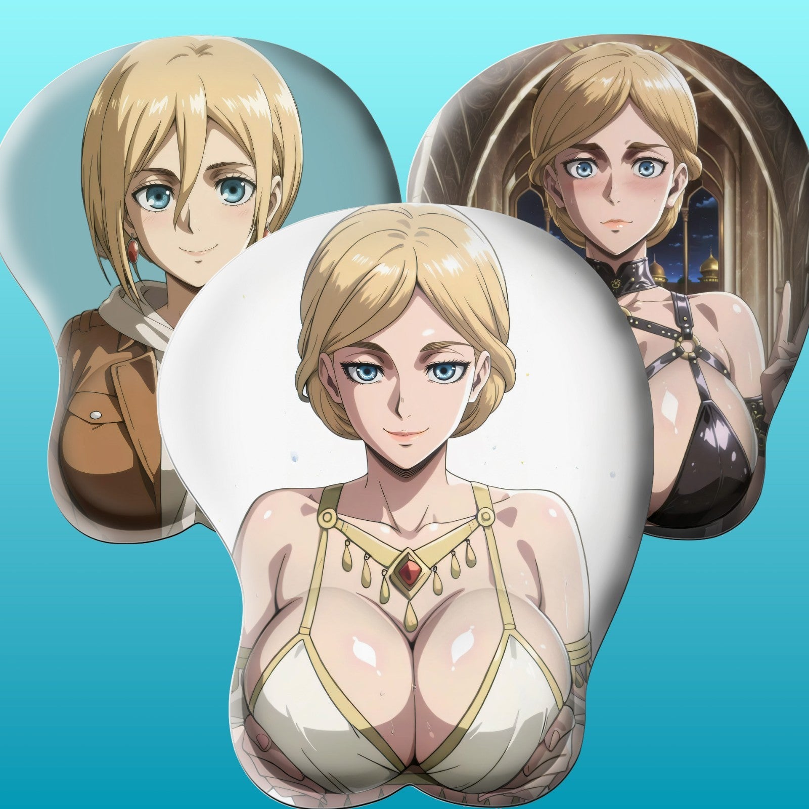 3D Oppai Anime Mouse Pad with Ergonomic Wrist Support XL, New Historia #01