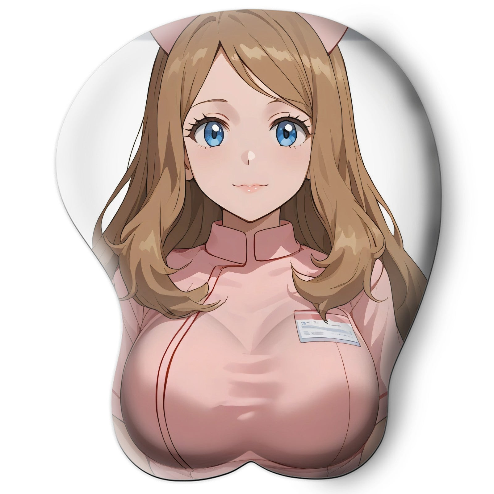 3D oppai Anime Mouse Pad with Silicone Wrist Support, Non-Slip Ergonomic Shape, Pokemon Anime Character Serena #01
