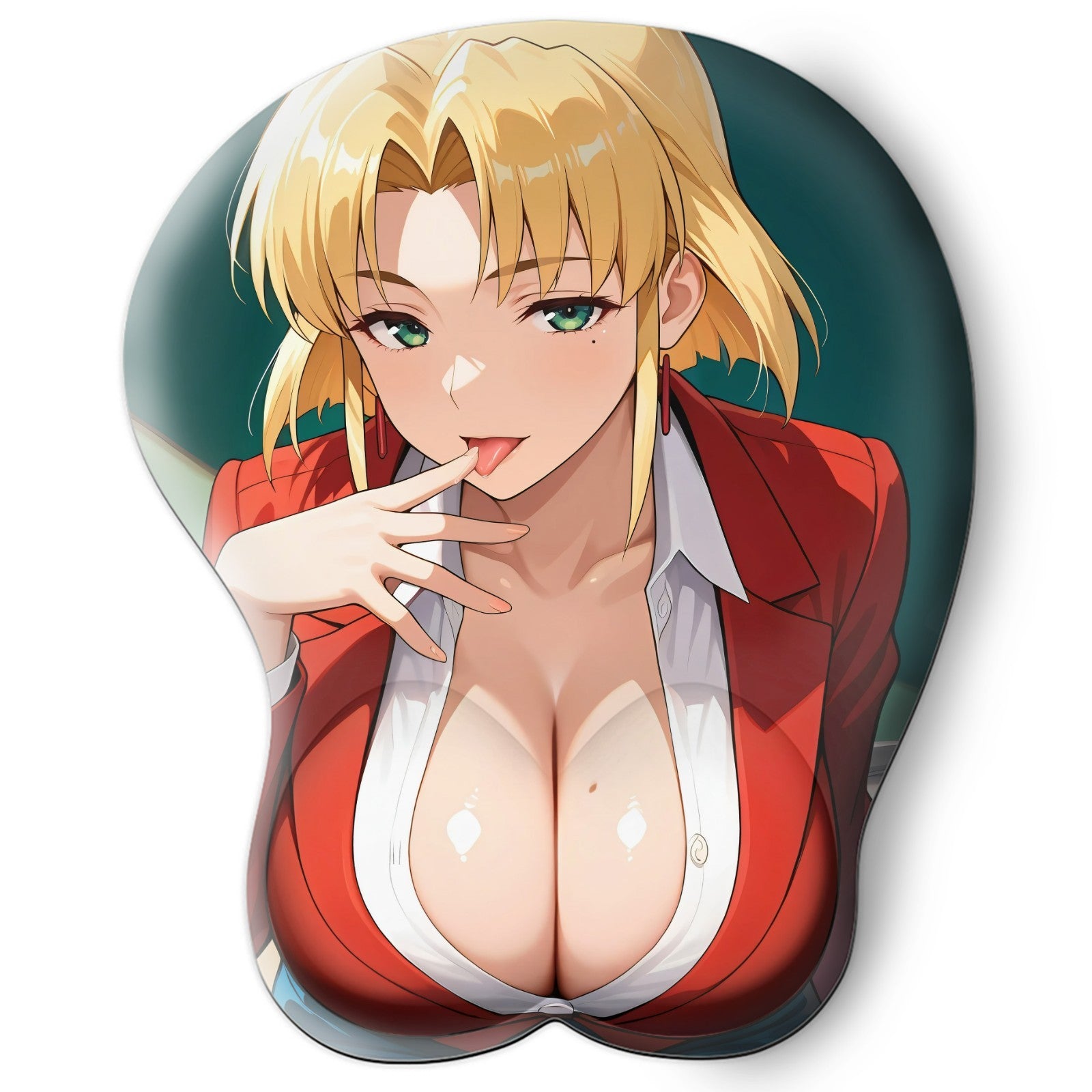 3D oppai Anime Mouse Pad with Silicone Wrist Support, Non-Slip Ergonomic Shape, Evangelion Anime Character Ritsuko akagi #01