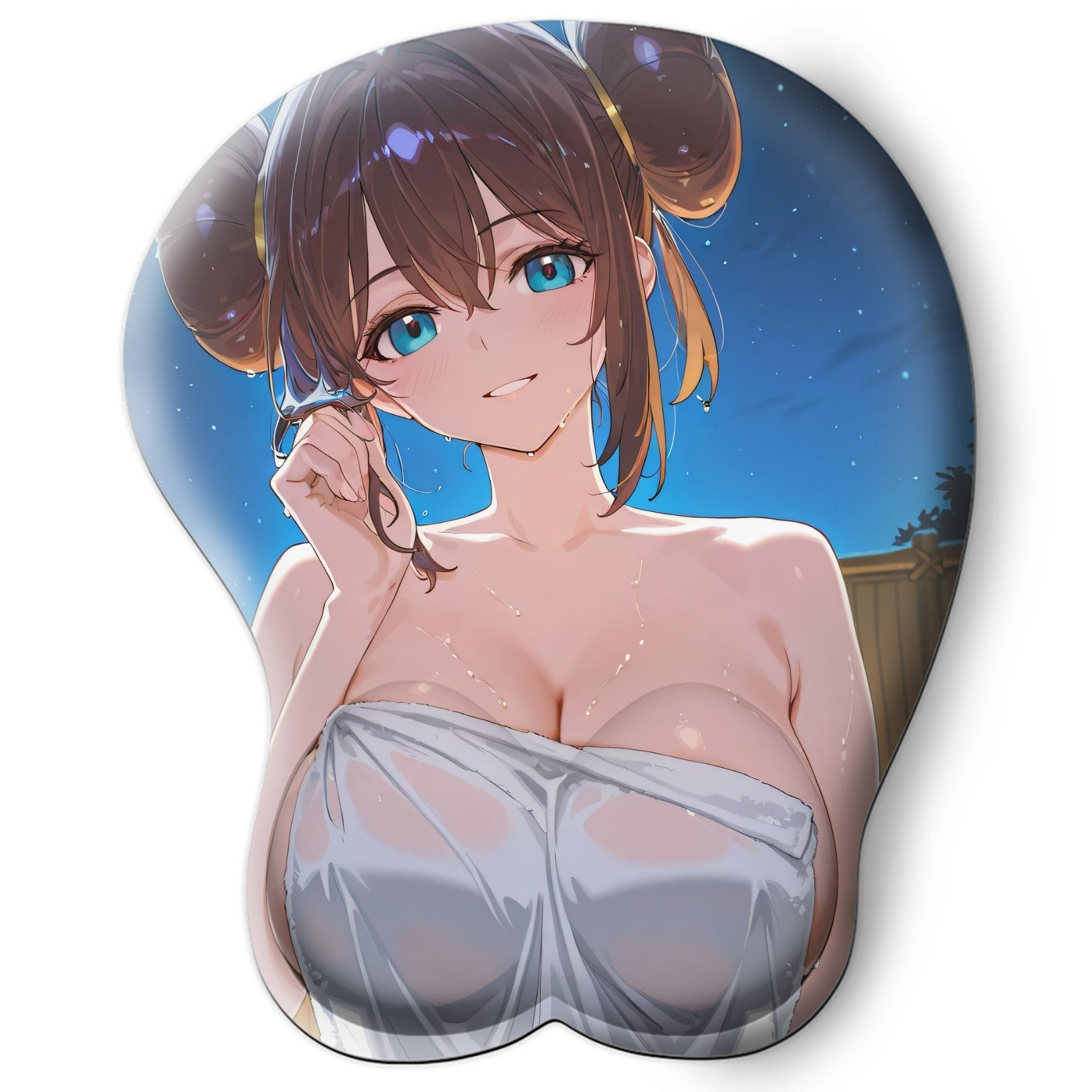 3D oppai Anime Mouse Pad with Silicone Wrist Support, Non-Slip Ergonomic Shape, Pokemon Anime Character Rosa #01