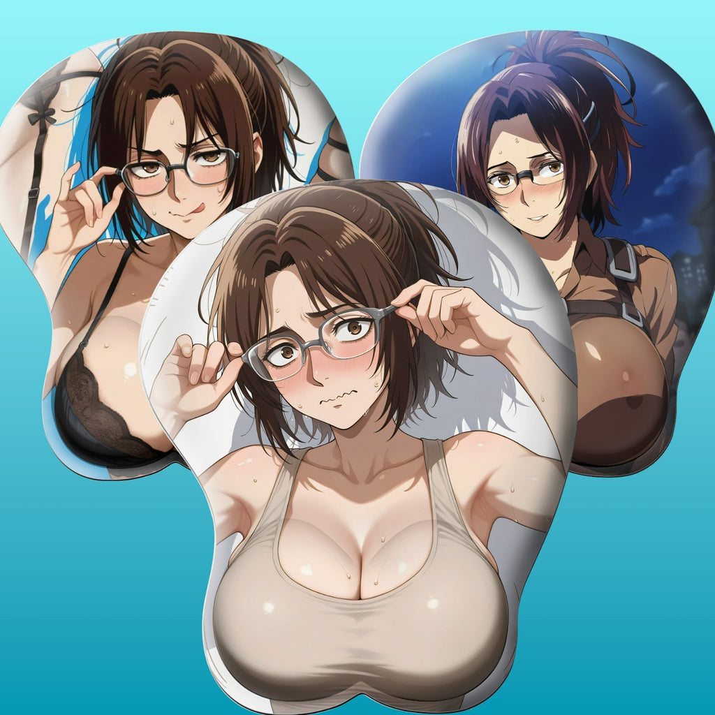 3D Oppai Anime Mouse Pad with Ergonomic Wrist Support XL, New Hange #01