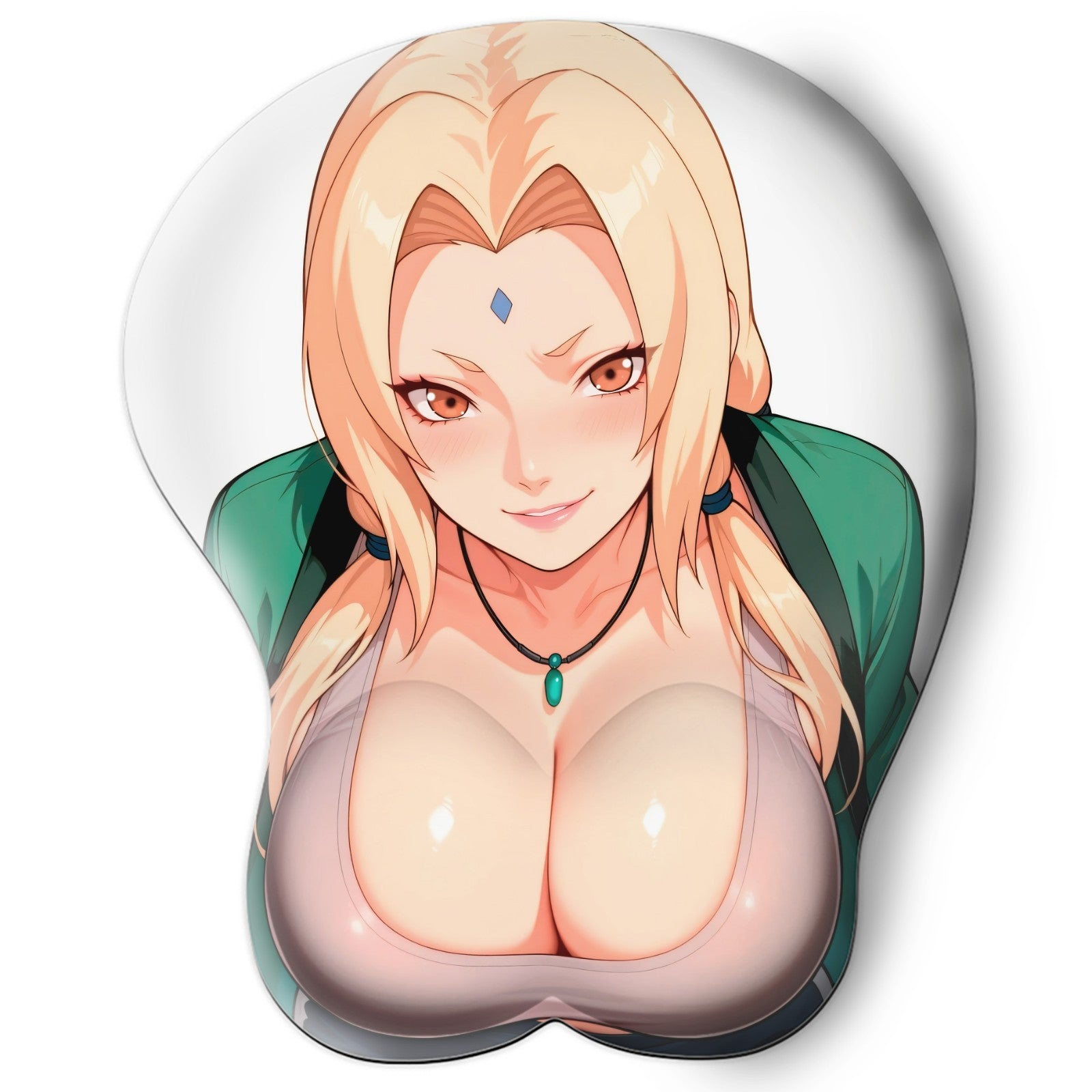 3D oppai Anime Mouse Pad with Silicone Wrist Support, Non-Slip Ergonomic Shape, Naruto Anime Character Tsunade Senju #01