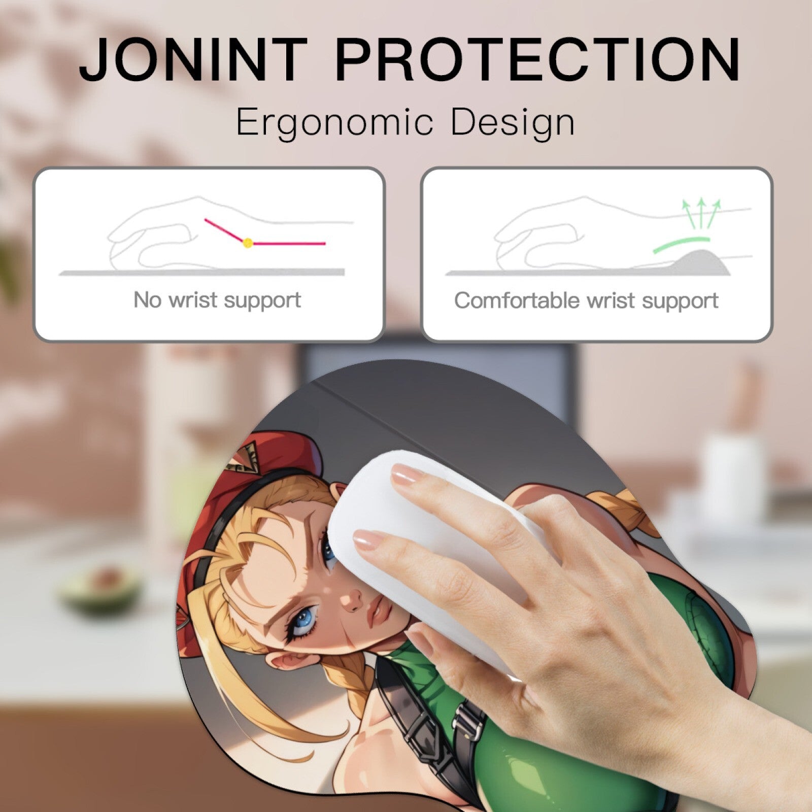 3D Oppai Anime Mouse Pad with Wrist Rest by Street Fighter Cammy #01
