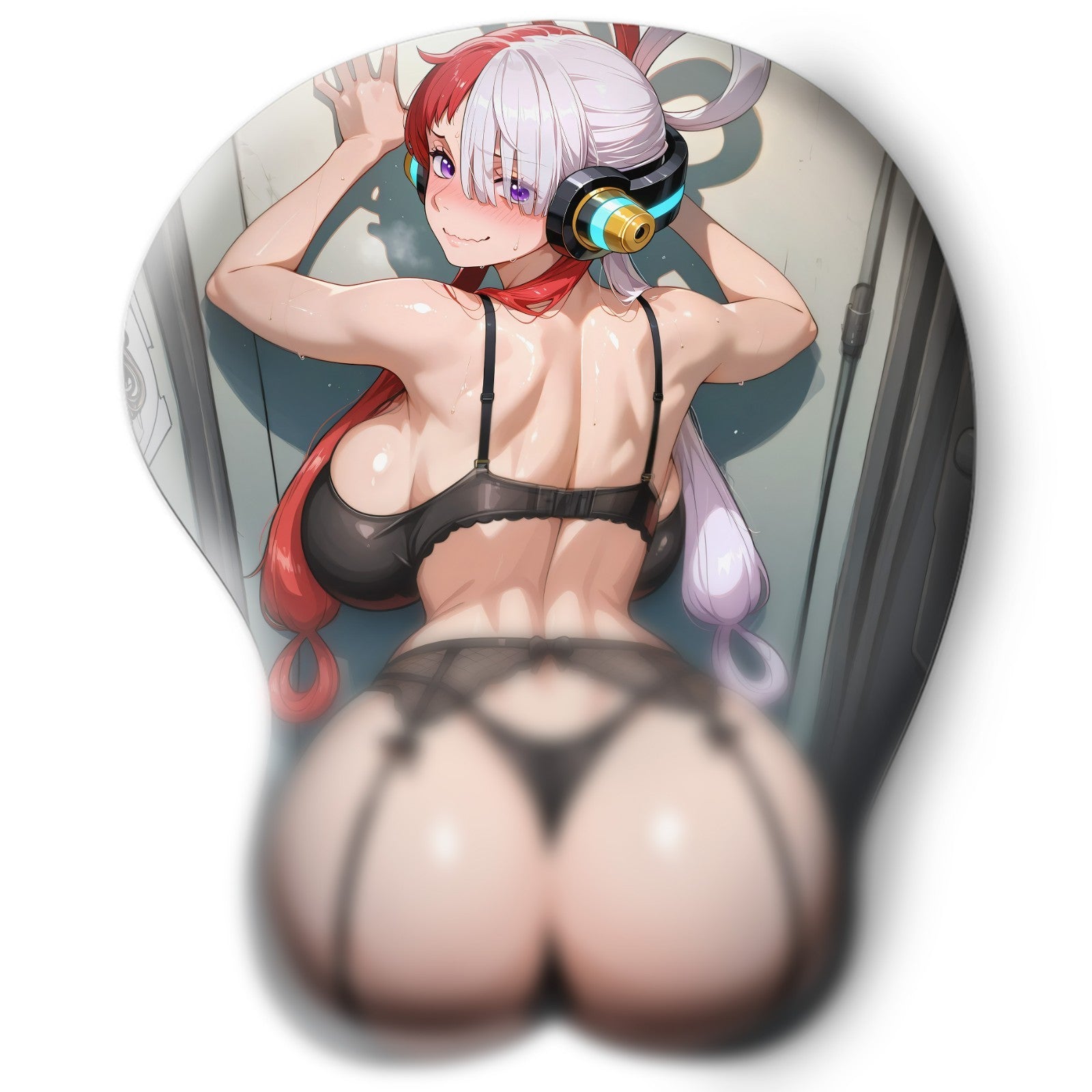 3D butt Anime Mouse Pad with Silicone Wrist Support, Non-Slip Ergonomic Shape, One Piece anime Character Uta #02