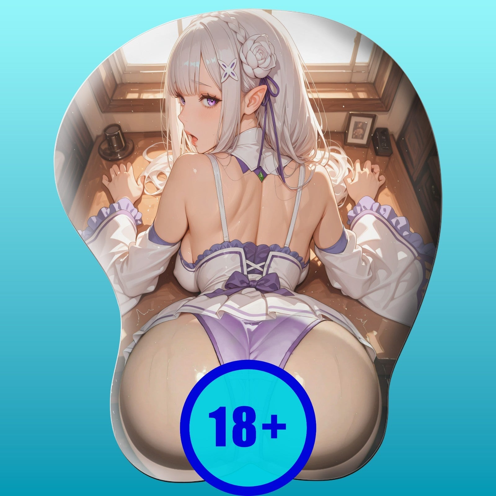 3D butt Anime Mouse Pad with Wrist Rest by Re:Zero Emilia #02