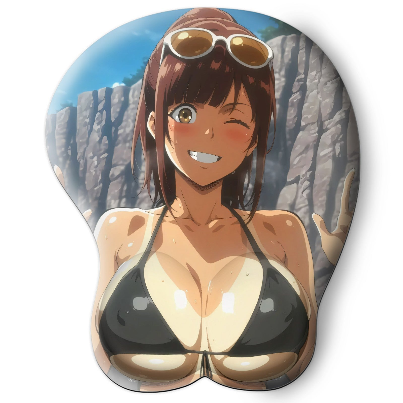 3D oppai Anime Mouse Pad with Silicone Wrist Support, Non-Slip Ergonomic Shape, Attack on Titan Anime Character Sasha #01