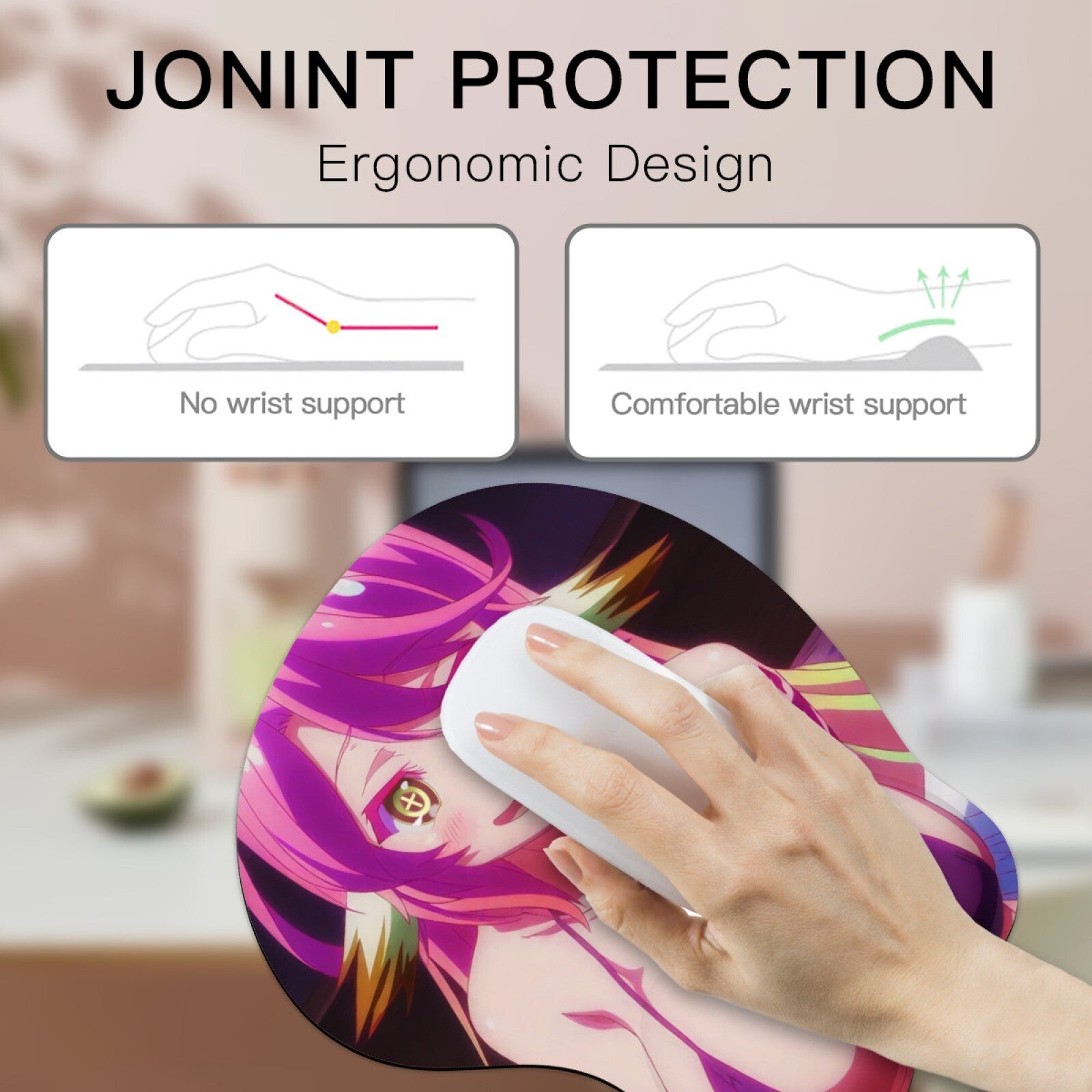 3D Oppai Anime Mouse Pad with Wrist Rest by No Game No Life Jibril #02