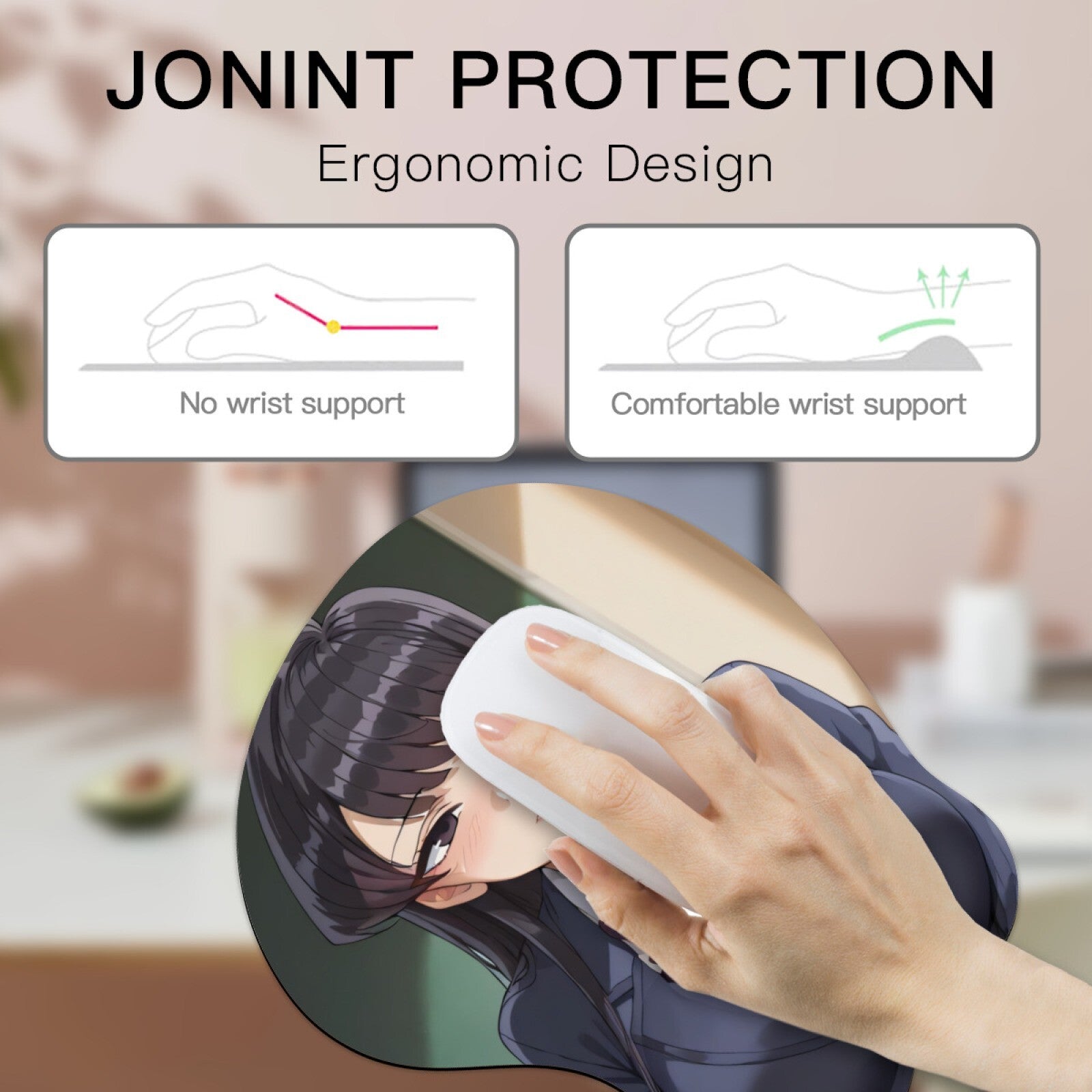 3D oppai Anime MousePad with Wrist Rest by Komi Can't Communicate Komi Shouko 01
