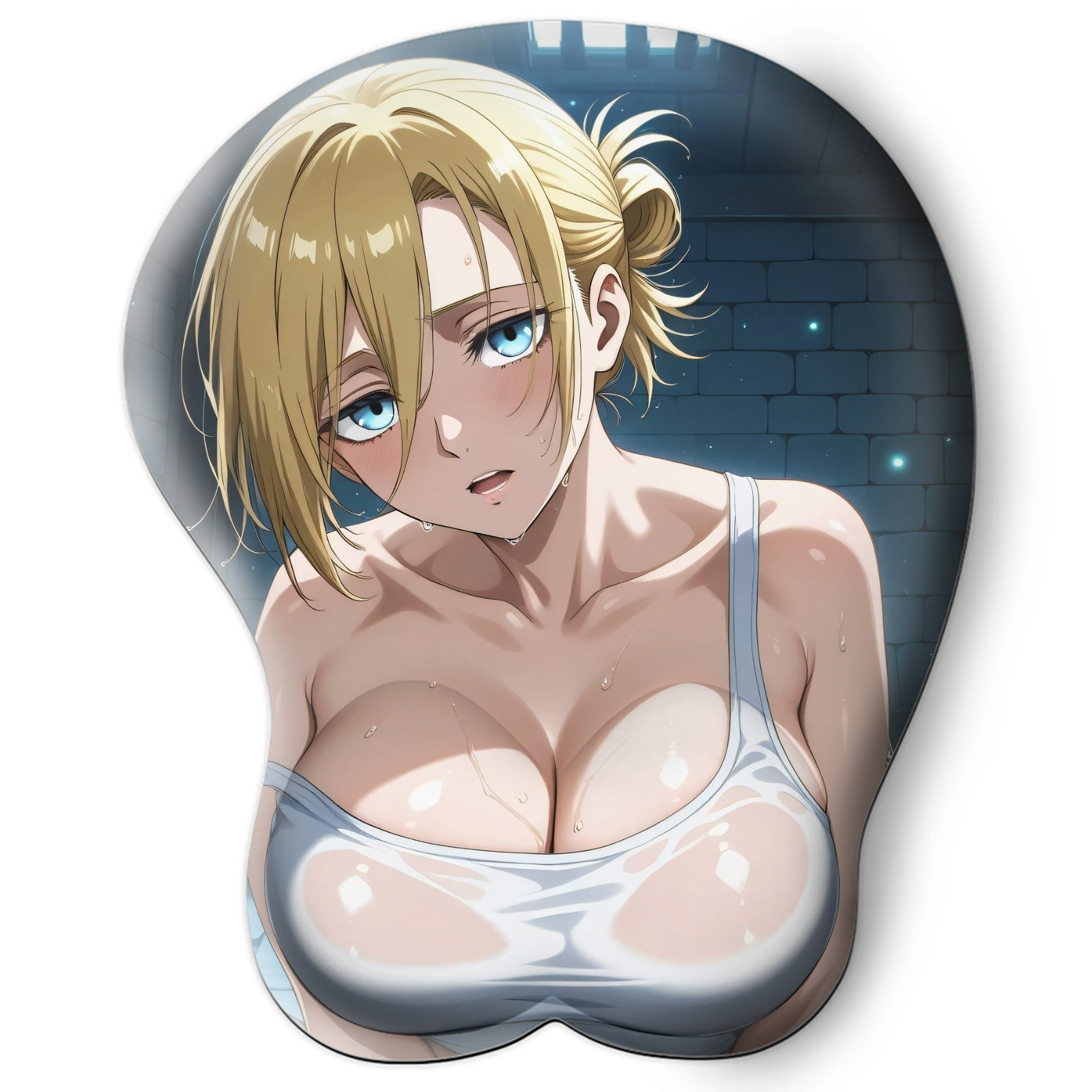 3D oppai Anime Mouse Pad with Silicone Wrist Support, Non-Slip Ergonomic Shape, Attack on Titan anime Character Annie #01