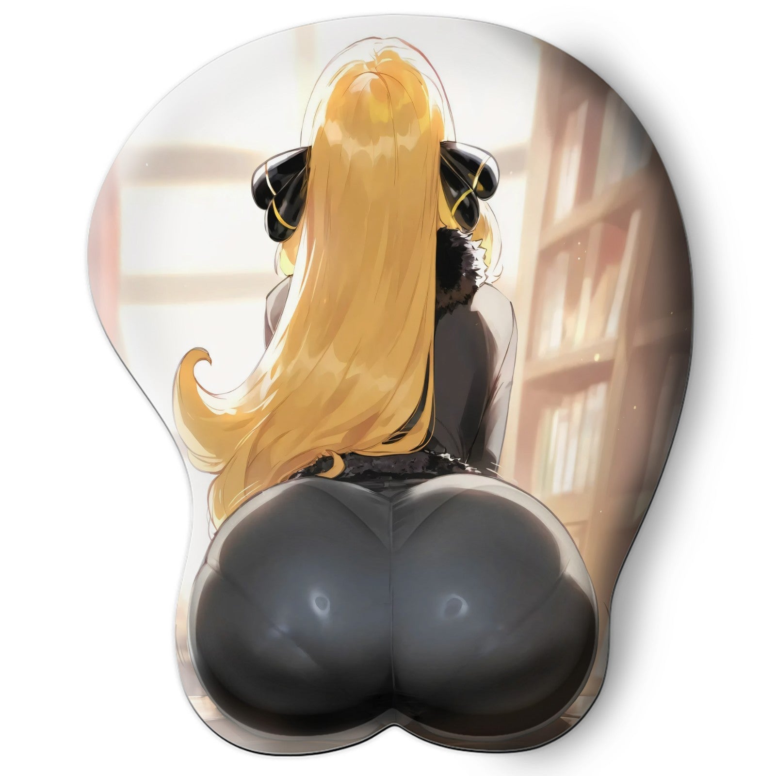 3D butt Anime Mouse Pad with Silicone Wrist Support, Non-Slip Ergonomic Shape, Pokemon anime Character Cynthia #02