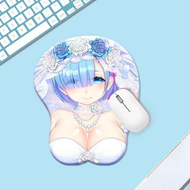 3D Oppai Anime Mouse Pad with Wrist Rest by Rem from Re:zero #01