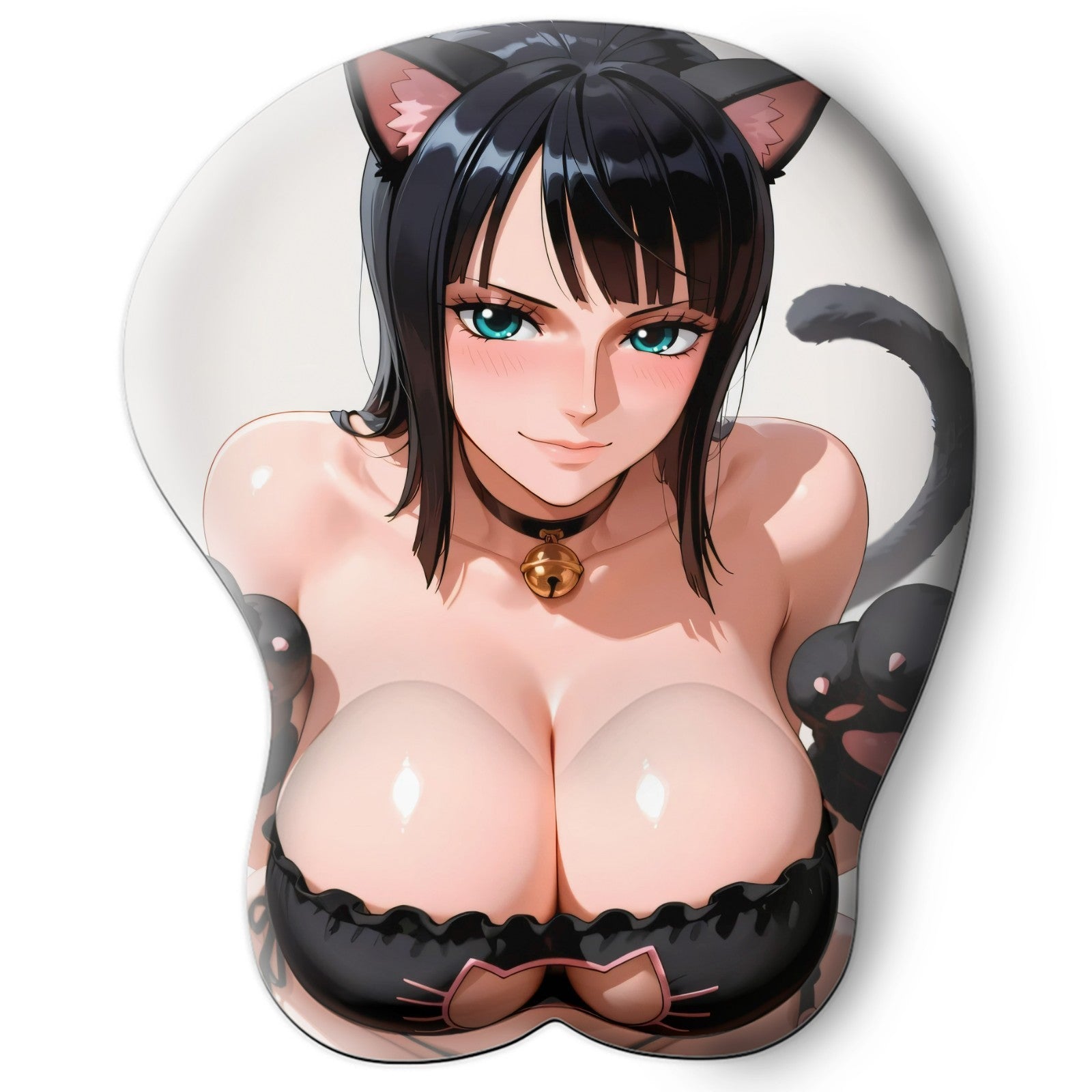 3D oppai Anime Mouse Pad with Silicone Wrist Support, Non-Slip Ergonomic Shape, One Piece Anime Character Nico Robin #01