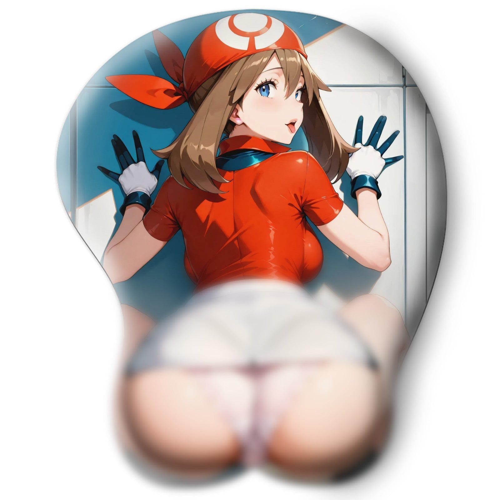 3D butt Anime Mouse Pad with Silicone Wrist Support, Non-Slip Ergonomic Shape, Pokemon anime Character May #02