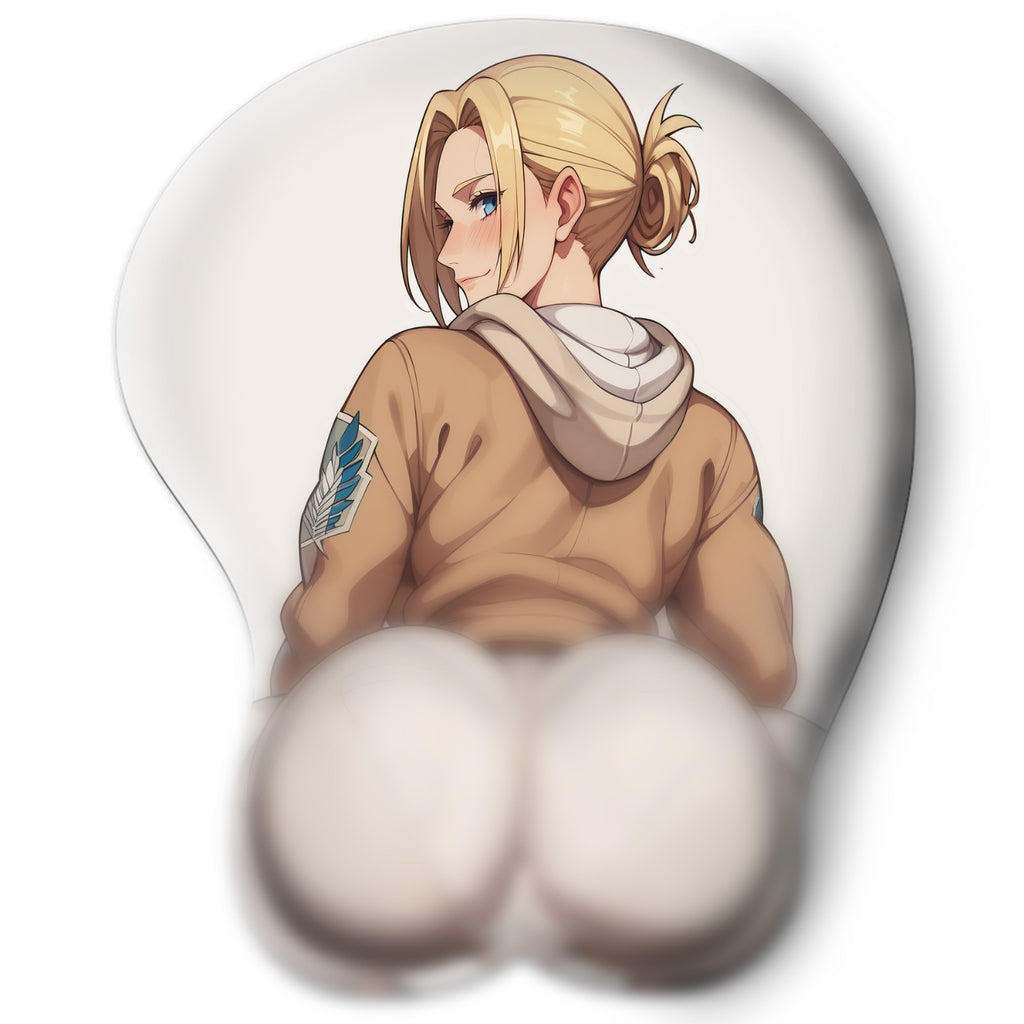3D butt Anime Mouse Pad with Silicone Wrist Support, Non-Slip Ergonomic Shape, Attack on Titan anime Character Annie #02