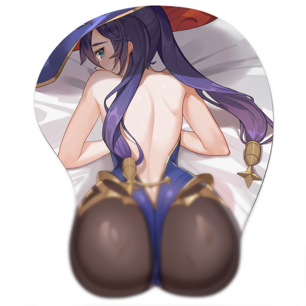 3D butt Anime Mouse Pad with Wrist Rest by Genshin Impact Mona Megistus #02