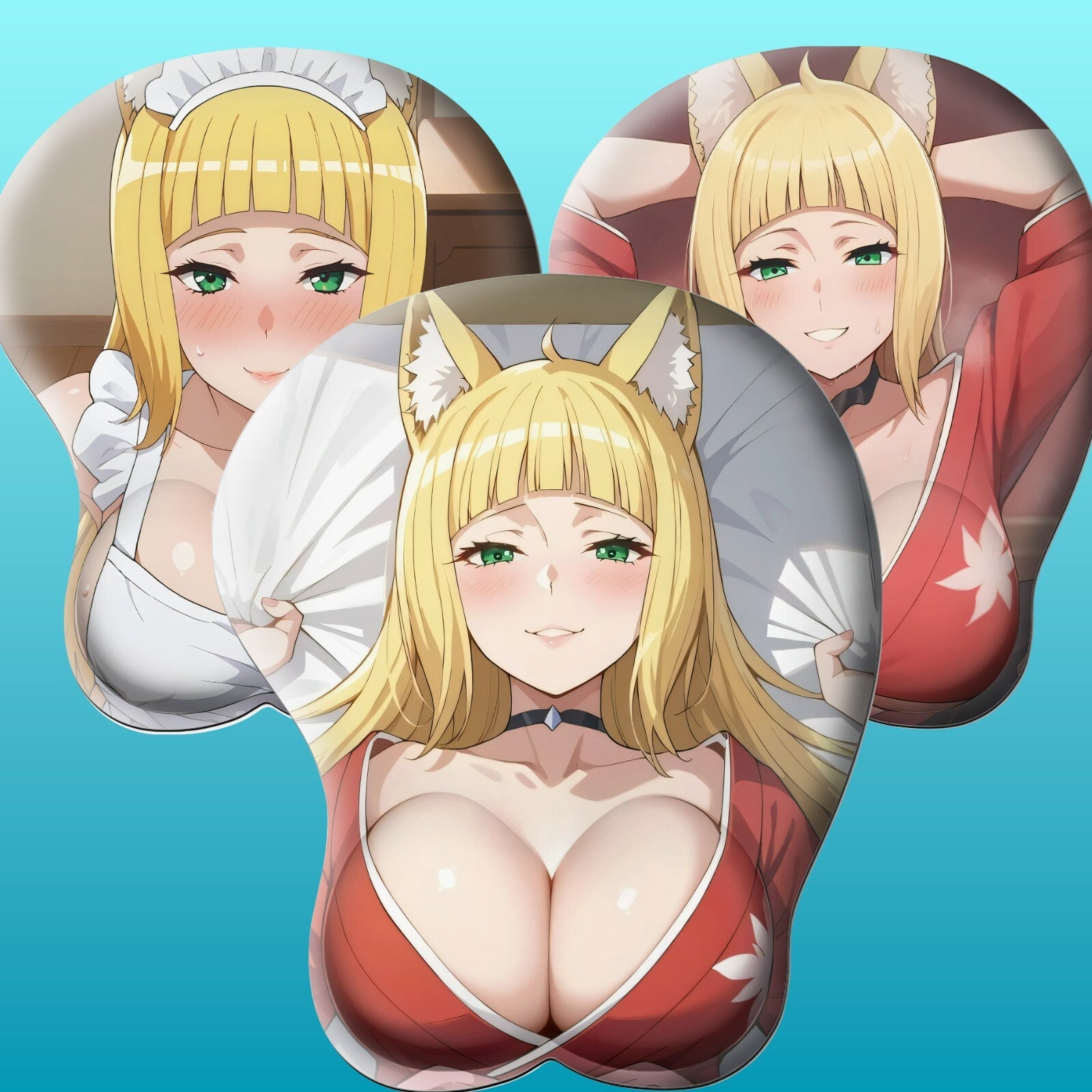 3D oppai Anime Mouse Pad with Wrist Rest by Danmanchi Sanjouno Haruhime #01