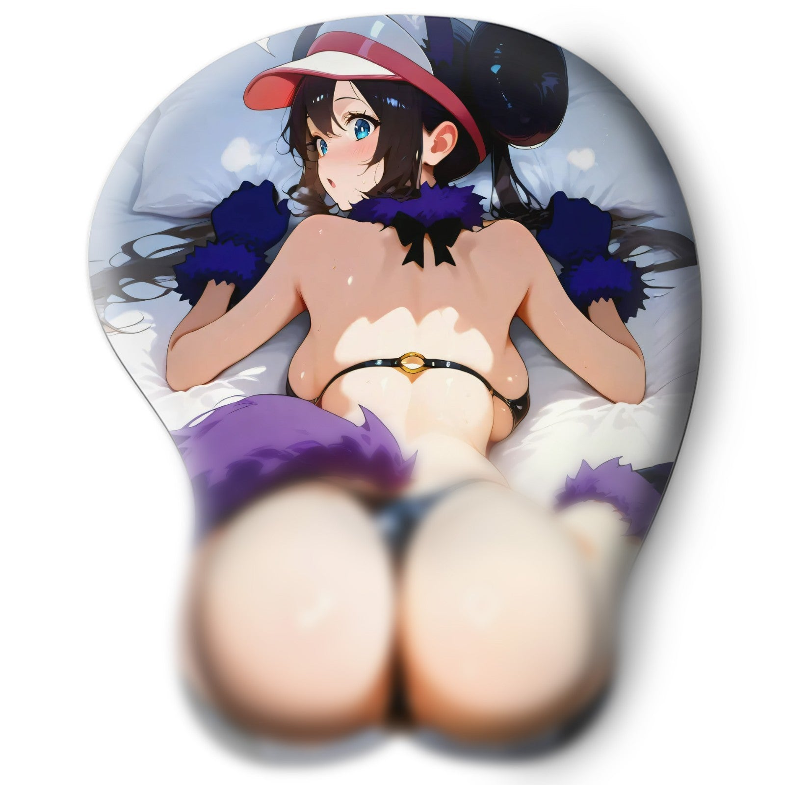 3D butt Anime Mouse Pad with Silicone Wrist Support, Non-Slip Ergonomic Shape, Pokemon anime Character Rosa #02