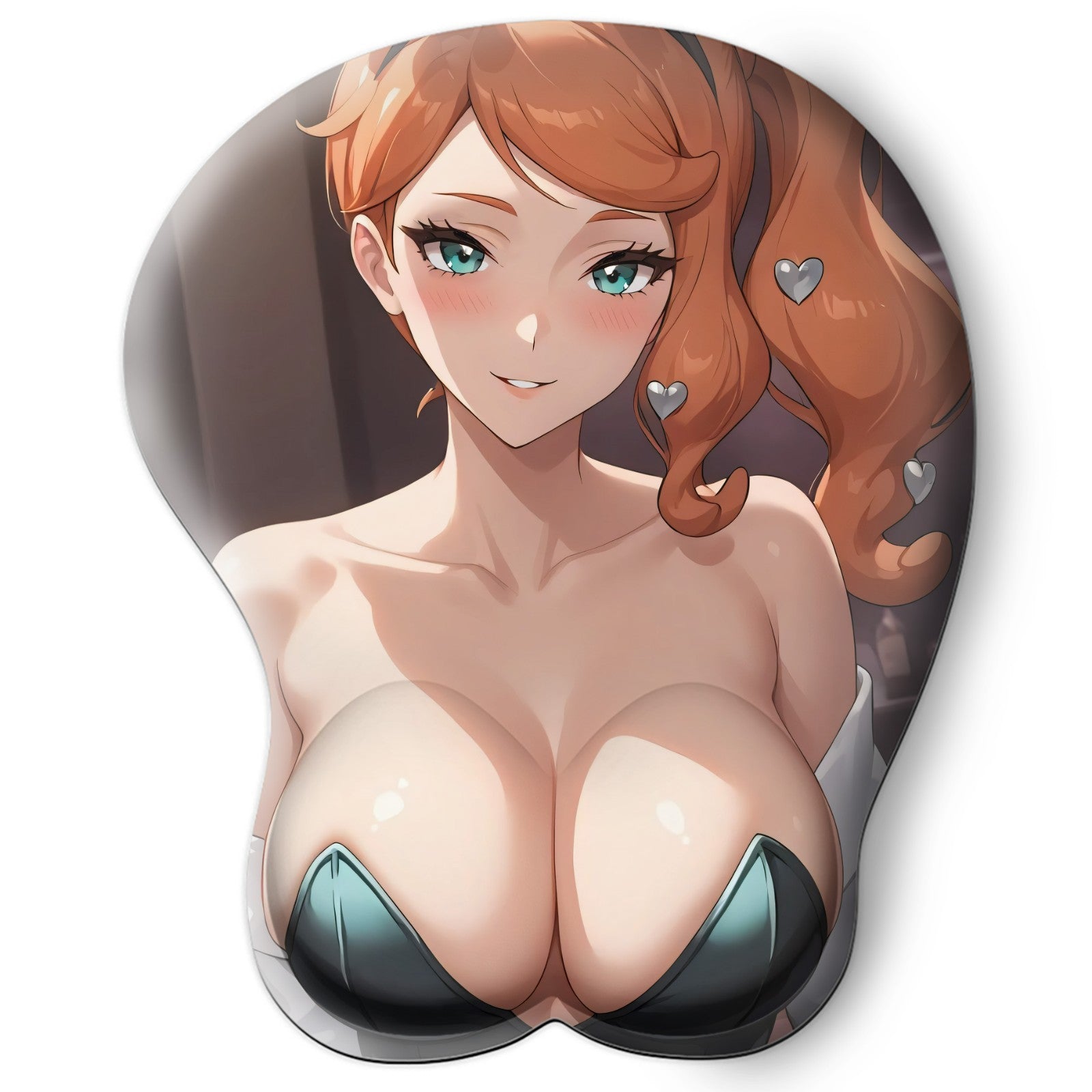 3D oppai Anime Mouse Pad with Silicone Wrist Support, Non-Slip Ergonomic Shape, Pokemon Anime Character Sonia #01