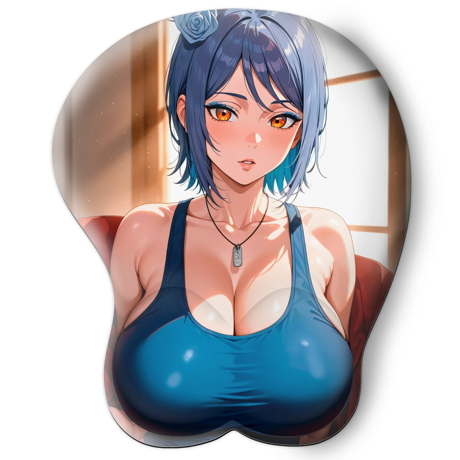 3D oppai Anime Mouse Pad with Silicone Wrist Support, Non-Slip Ergonomic Shape,Naruto anime Character Konan #01