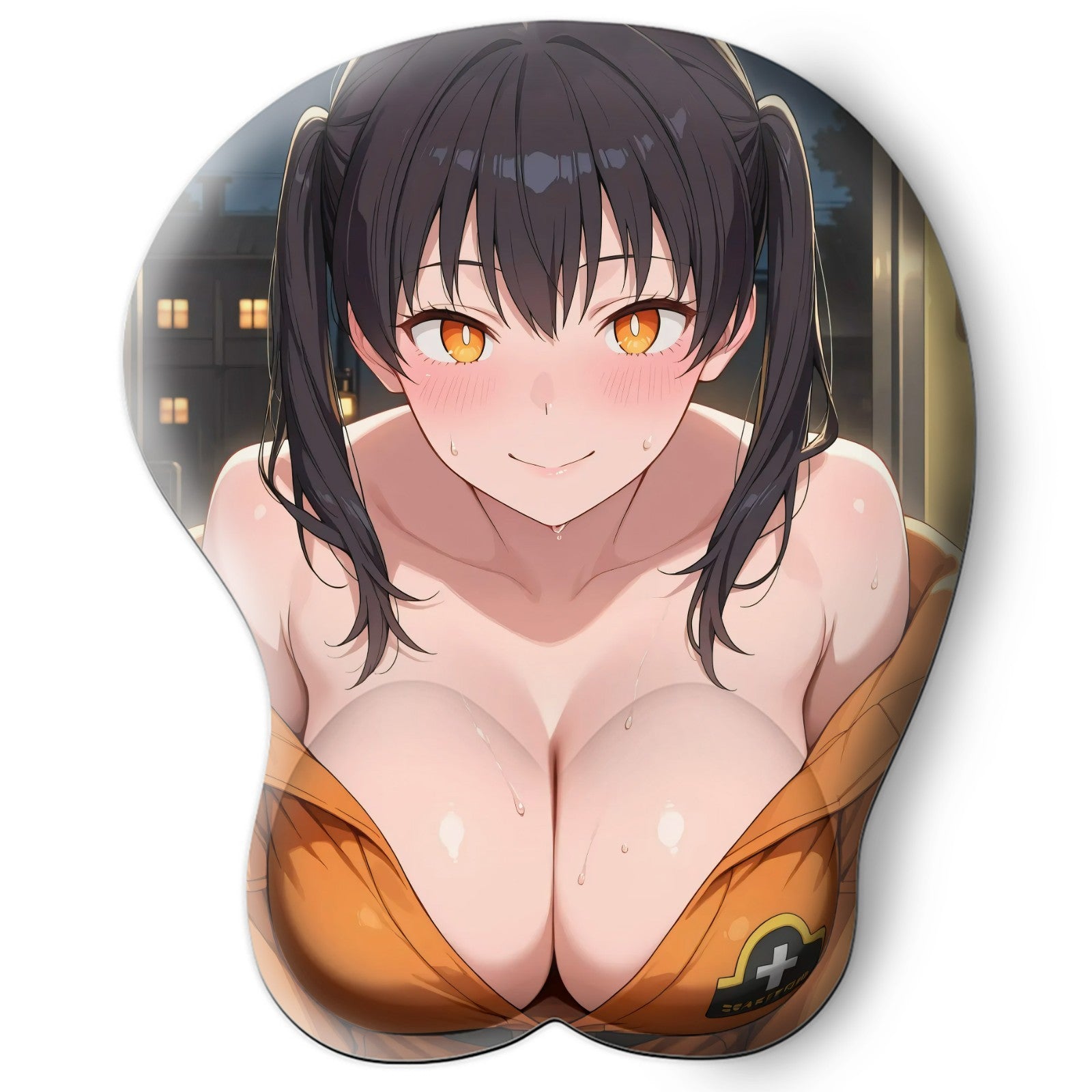 3D oppai Anime Mouse Pad with Silicone Wrist Support, Non-Slip Ergonomic Shape, Fire Force Anime Character Tamaki Kotatsu #01