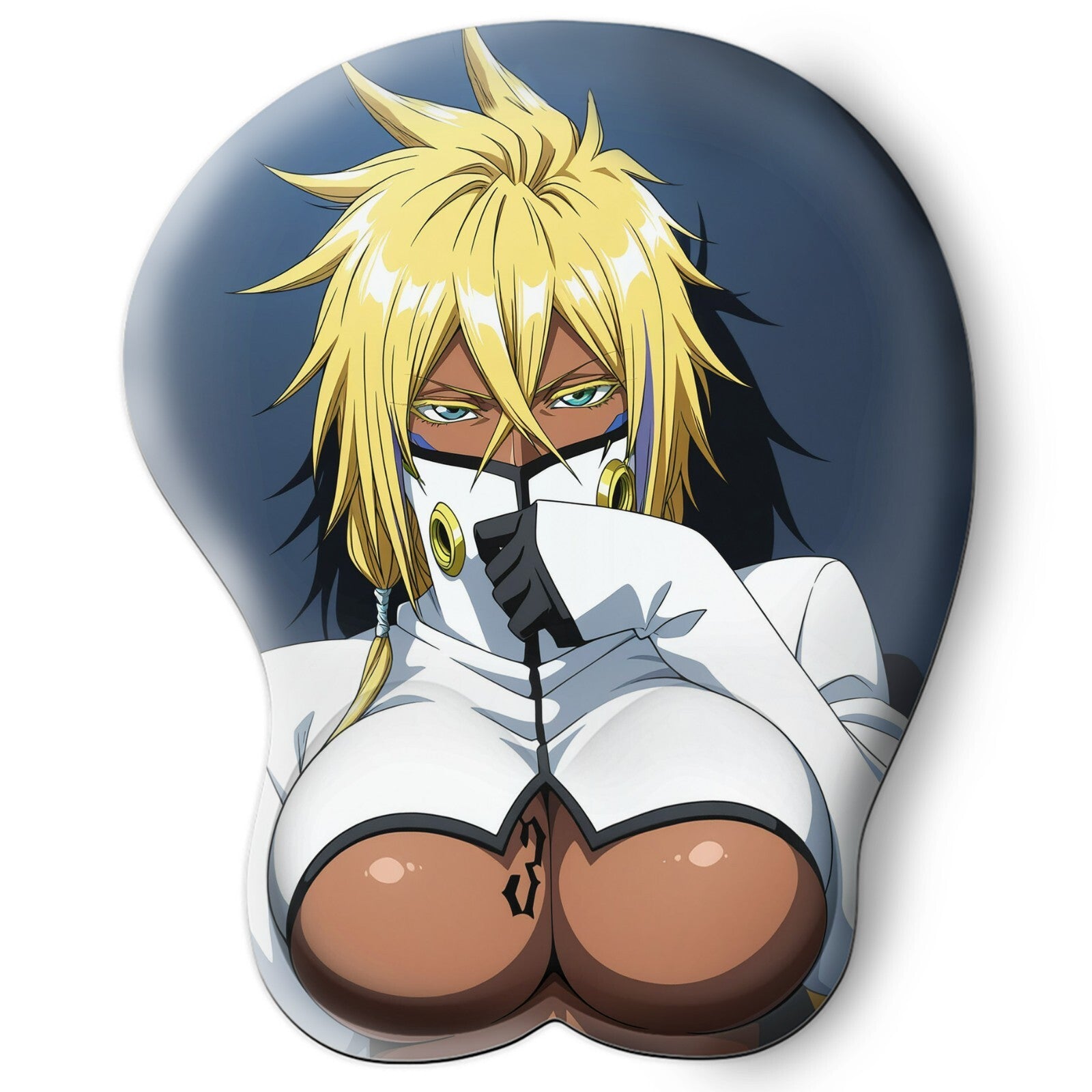 3D oppai Anime Mouse Pad with Silicone Wrist Support, Non-Slip Ergonomic Shape, Bleach anime Character Harribel  #02