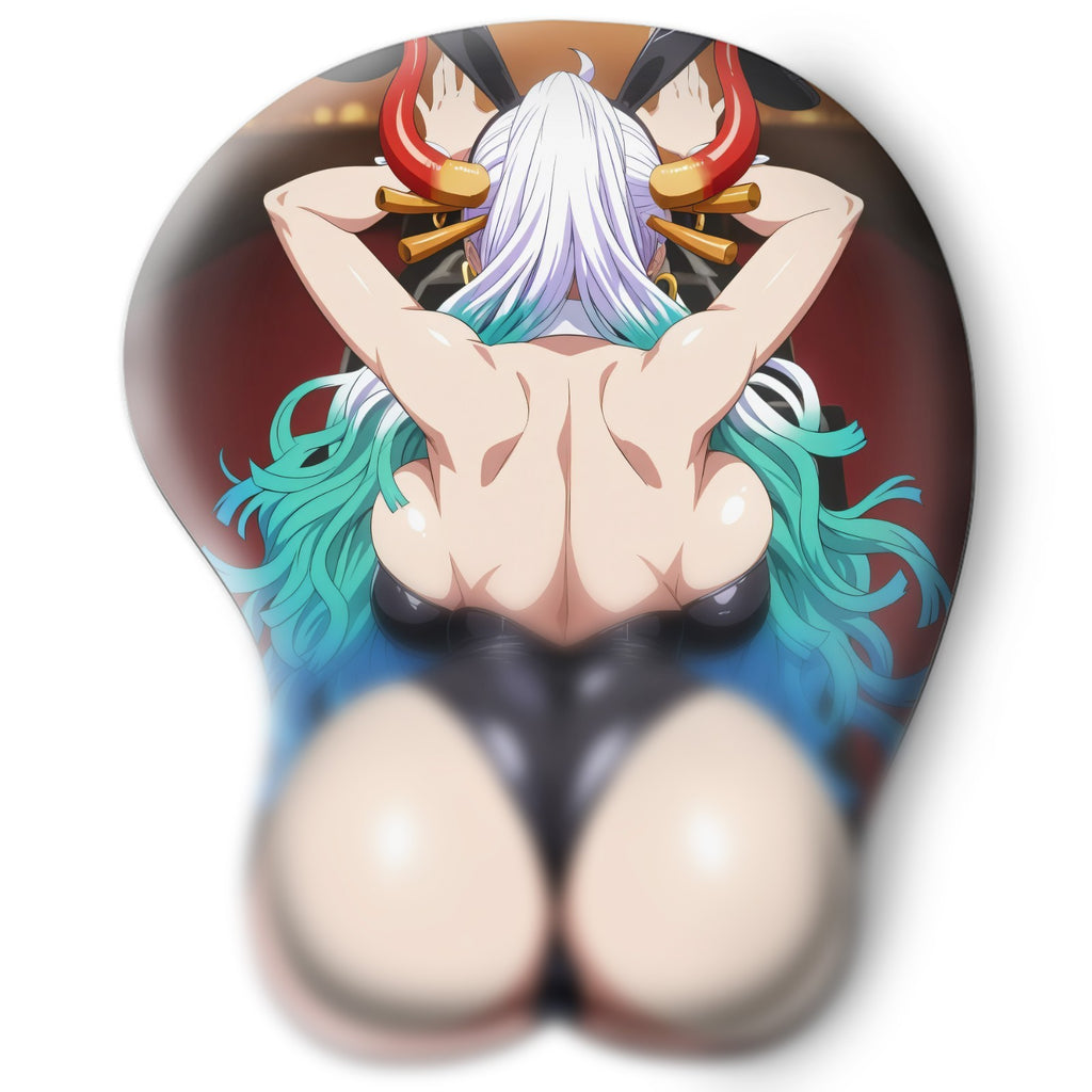 3D butt Anime Mouse Pad with Silicone Wrist Support, Non-Slip Ergonomic Shape, One Piece anime Character Yamato #02