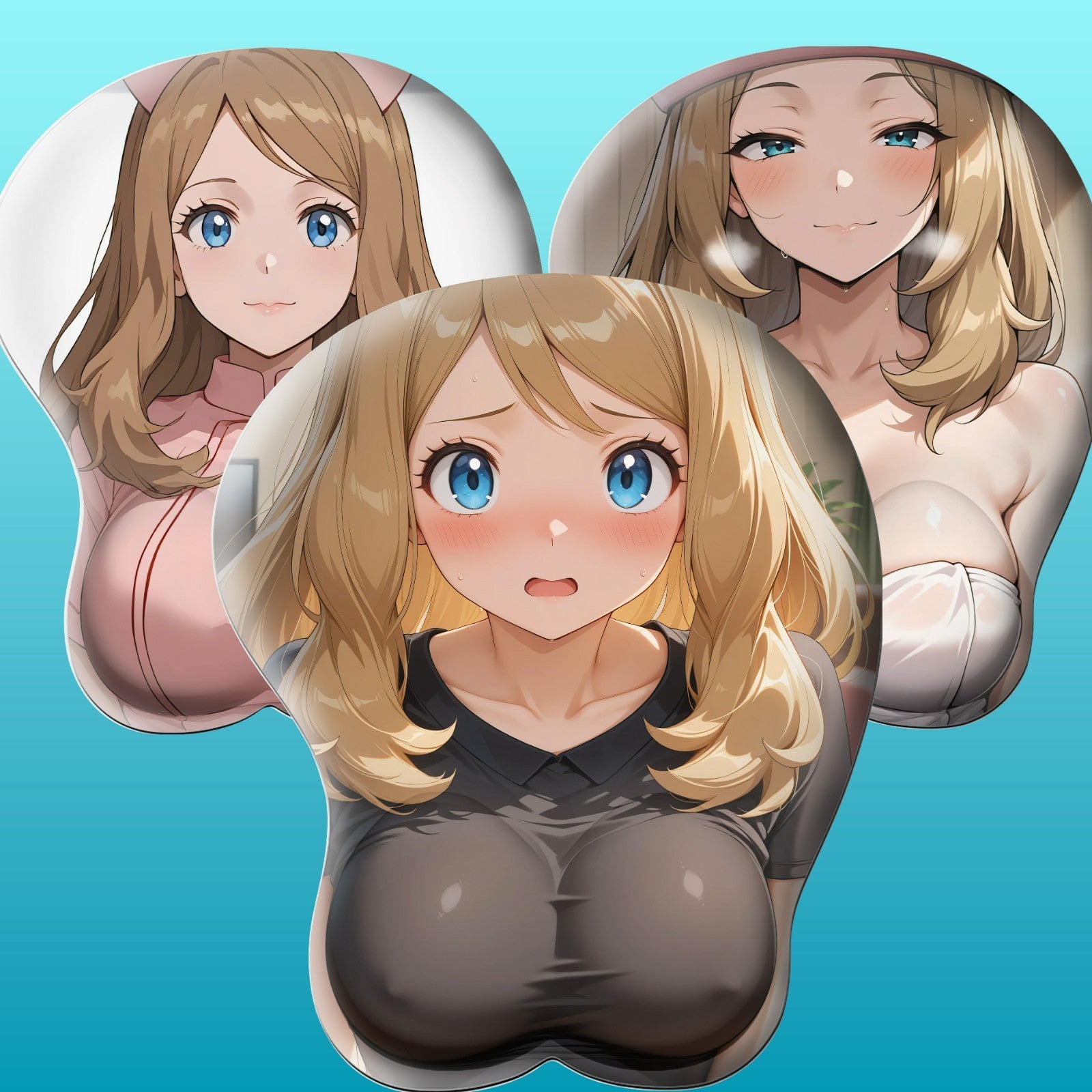 3D Oppai Anime Mouse Pad with Ergonomic Wrist Support XL, New Serena #01
