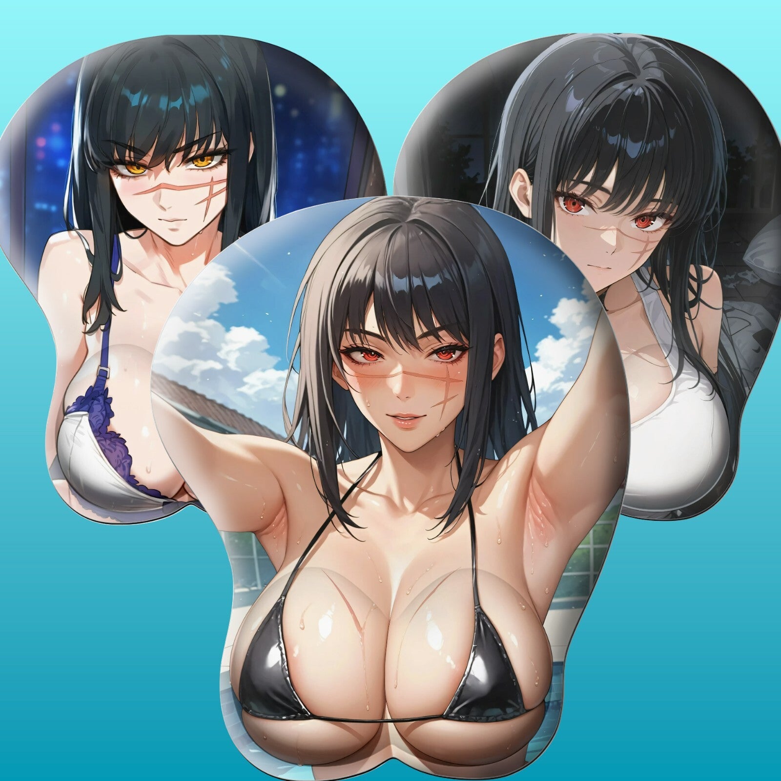 3D oppai Anime Mouse Pad with Wrist Rest by Chainsaw Man Yoru#01