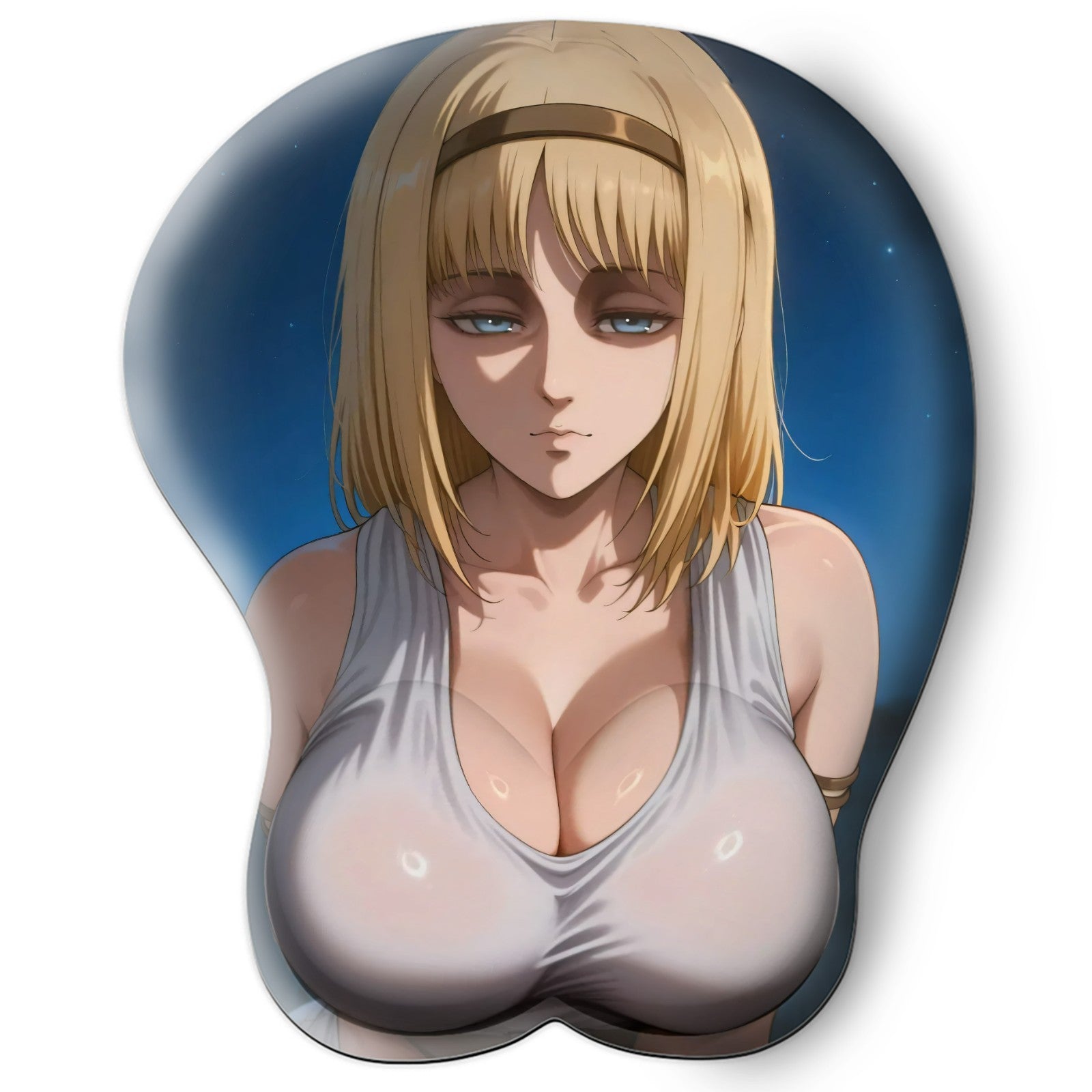 3D oppai Anime Mouse Pad with Silicone Wrist Support, Non-Slip Ergonomic Shape, Attack on Titan Anime Character Ymir #01